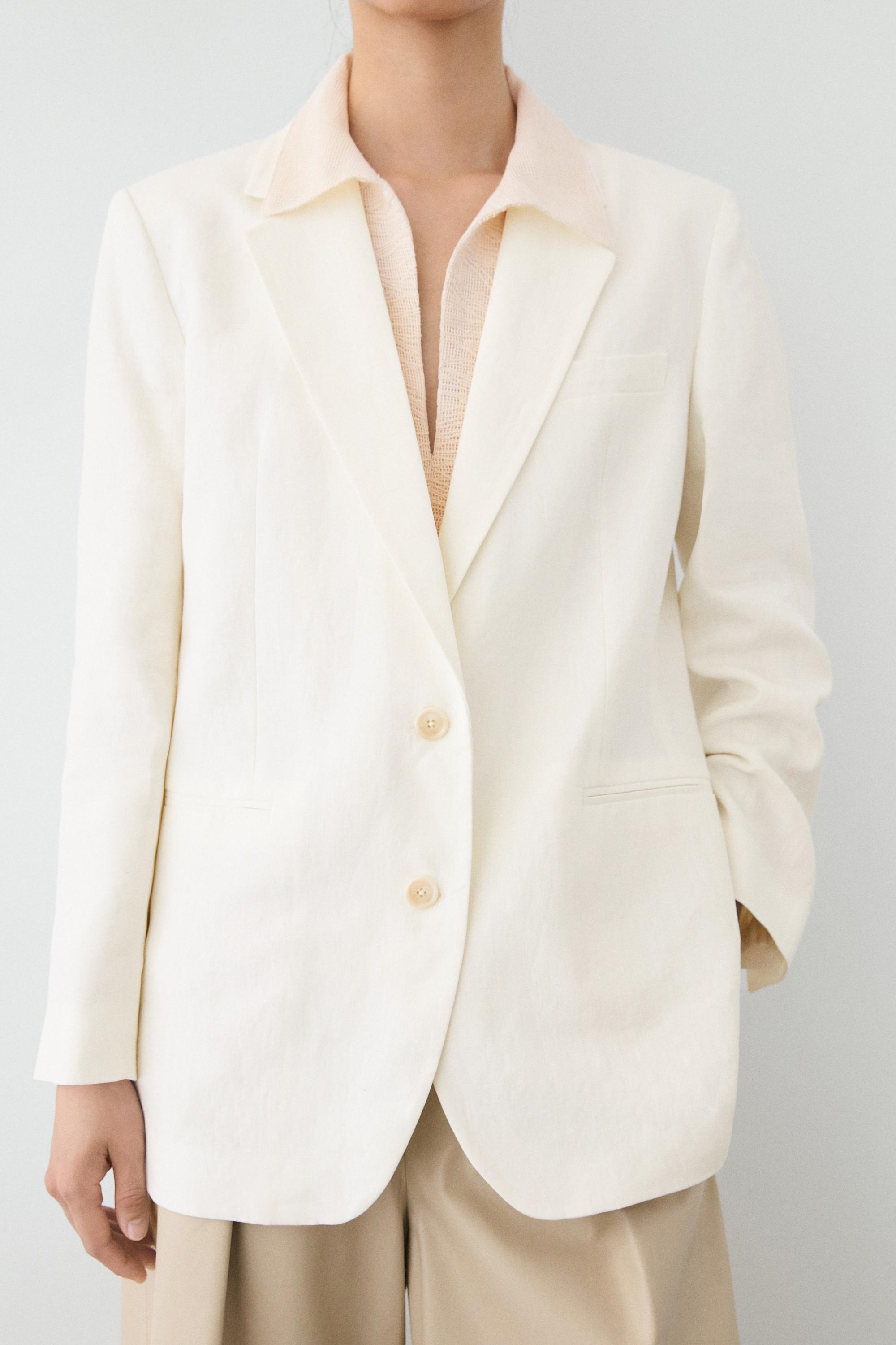 100% linen oversize blazer — Off white