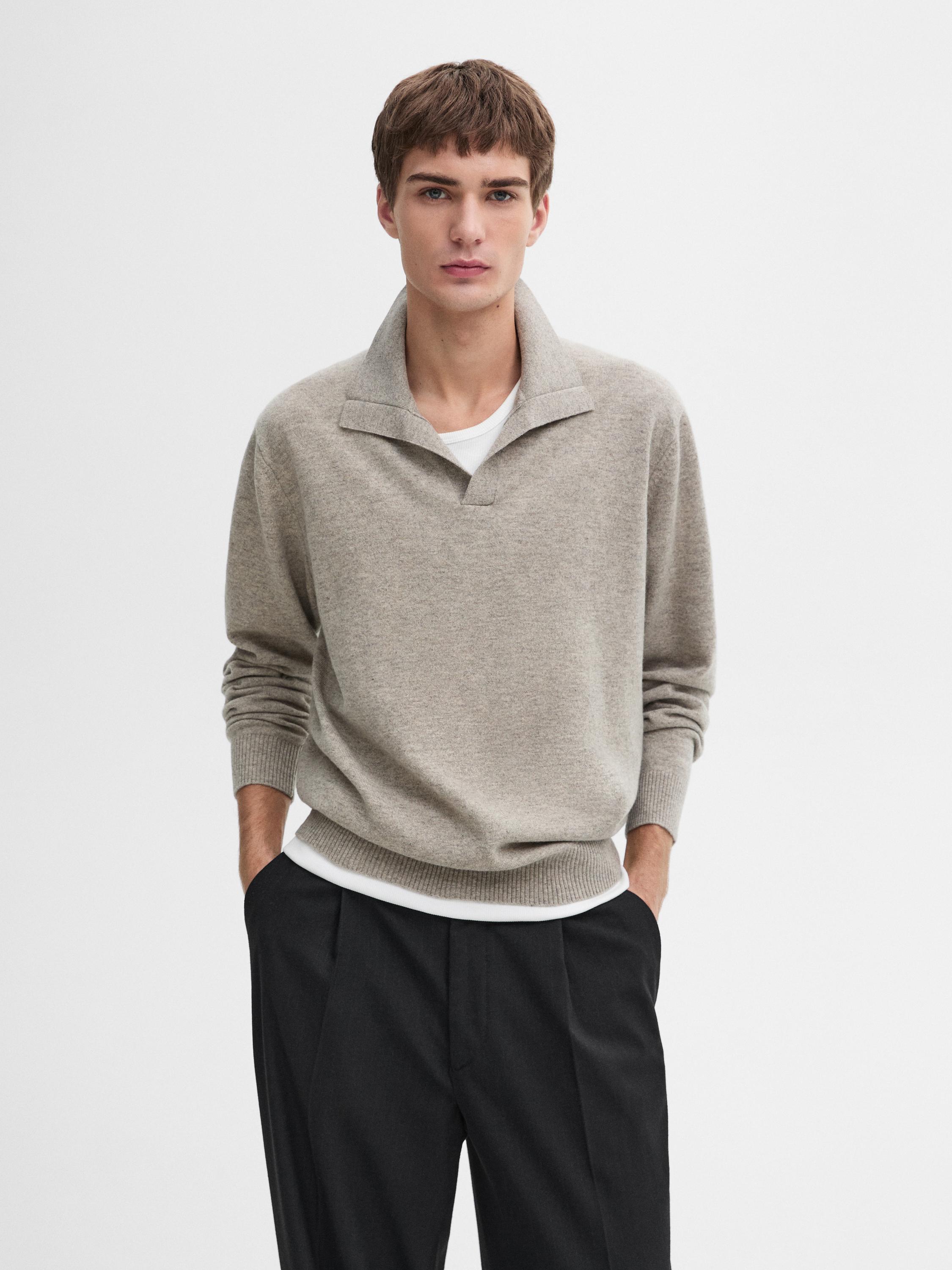 100% wool knit polo sweater