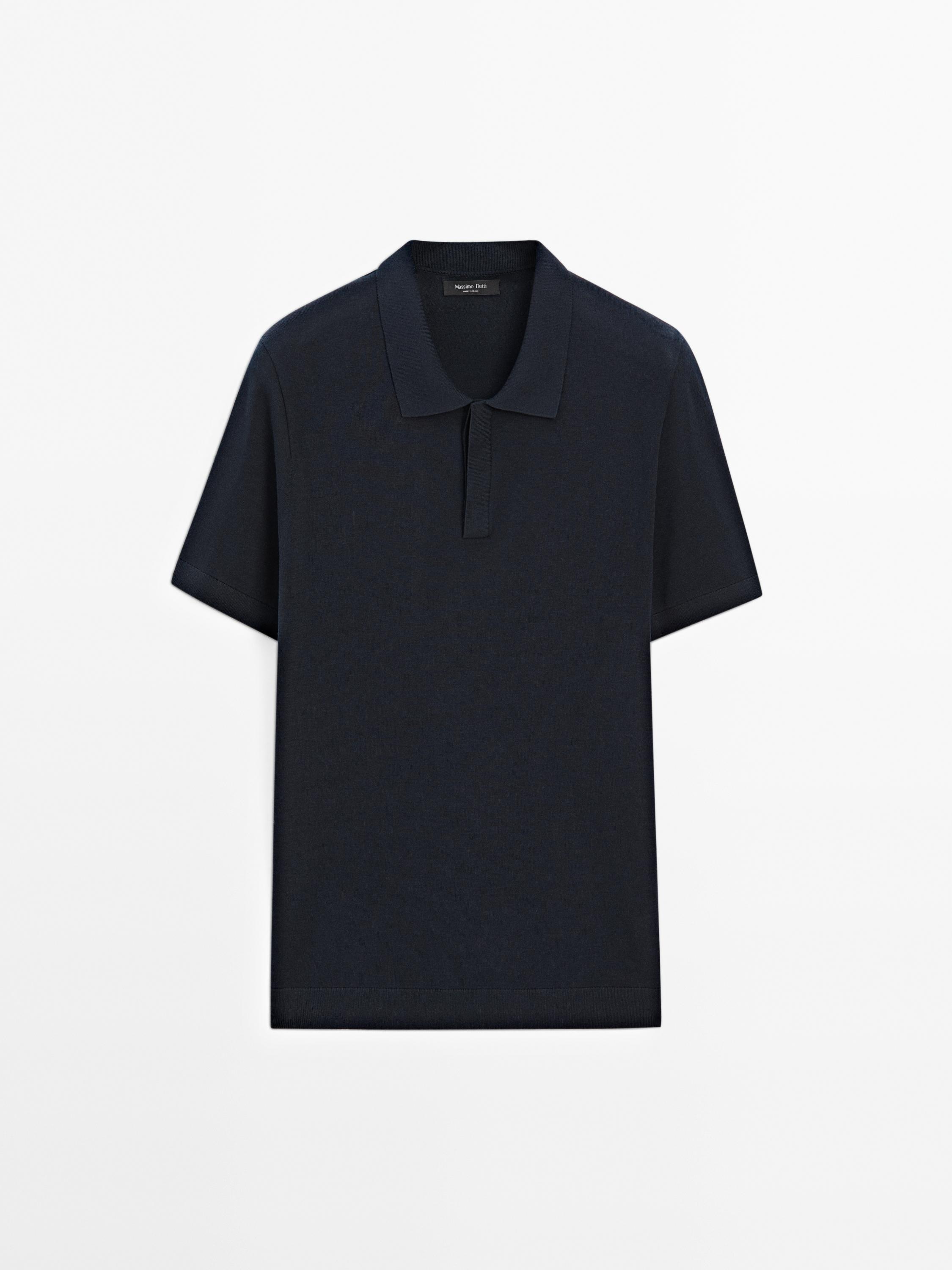 Cotton blend knit polo shirt