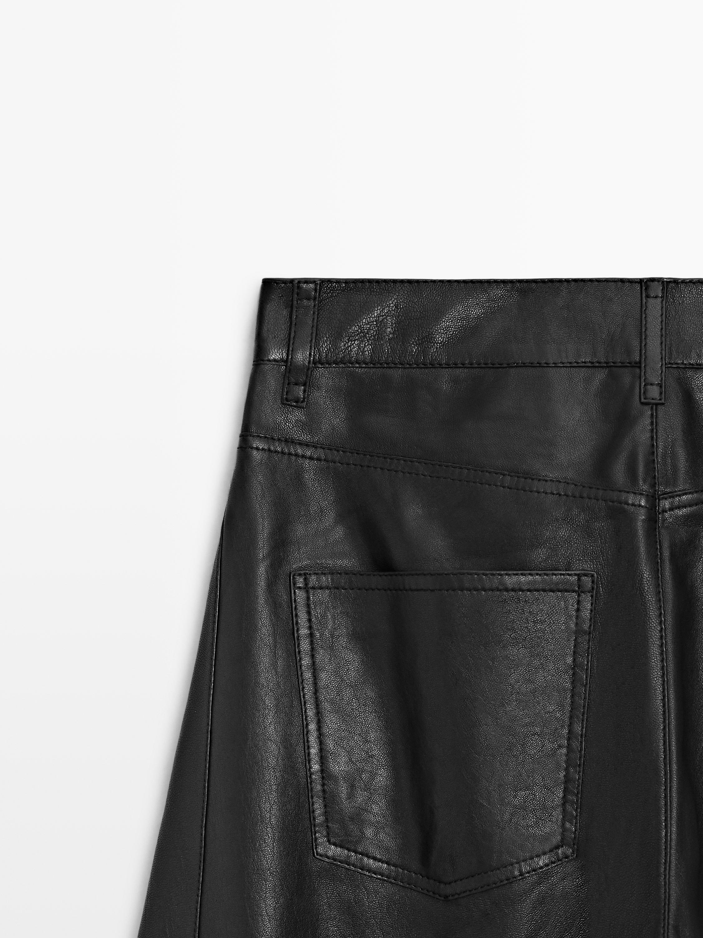 Balloon fit nappa leather trousers — BLACK