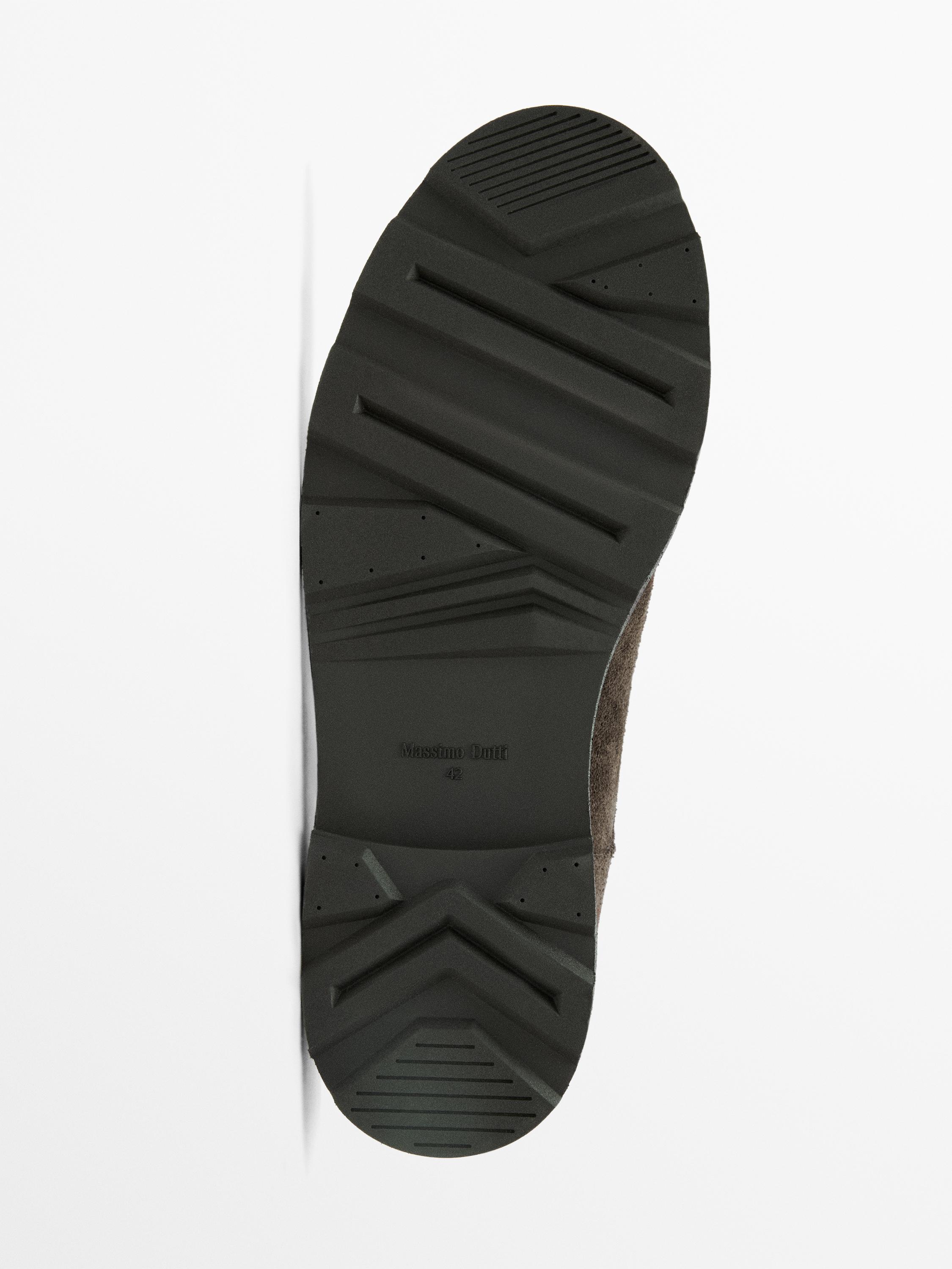 Moc toe split suede shoes — BROWN