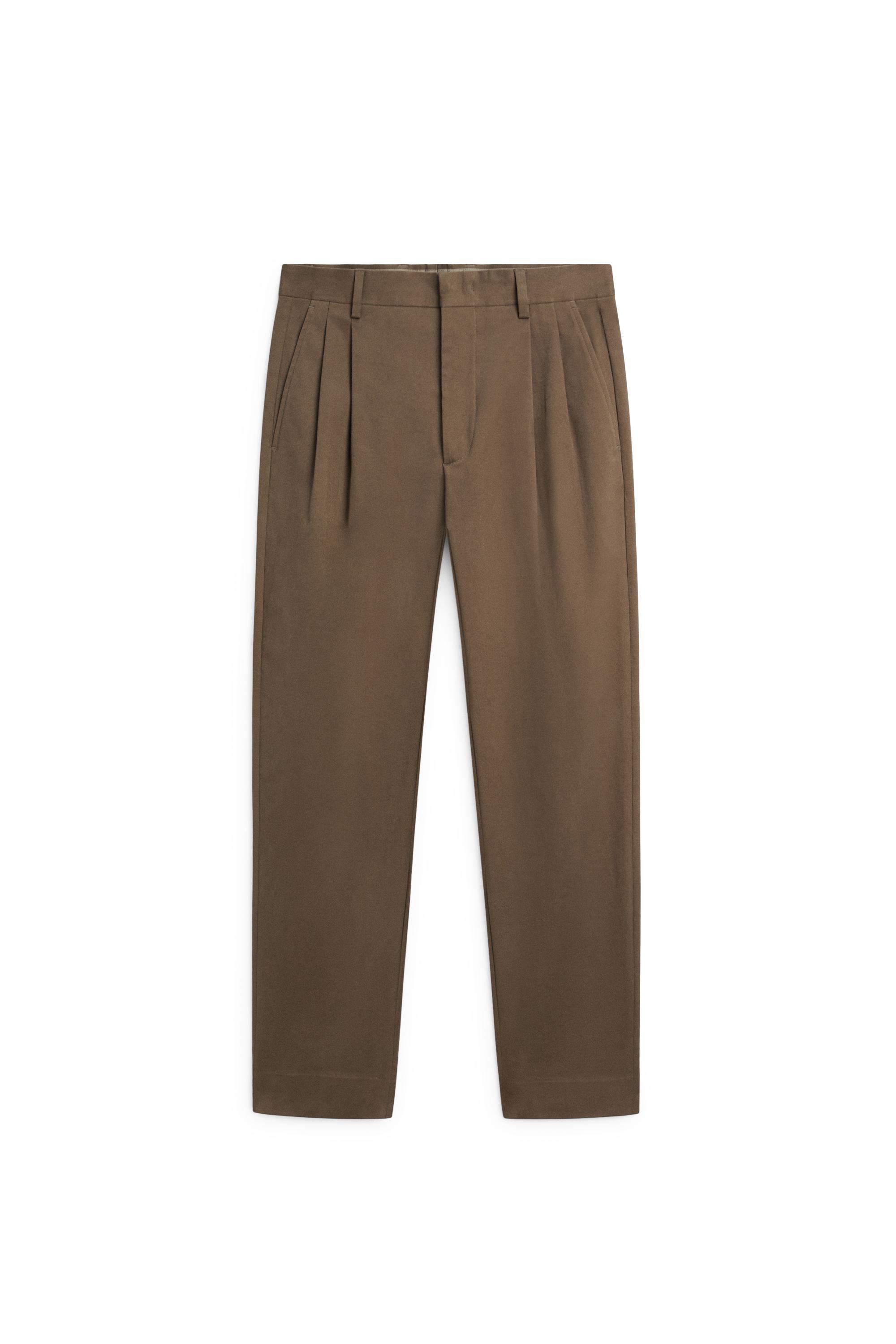 Cotton blend darted pants — MEDIUM CAMEL