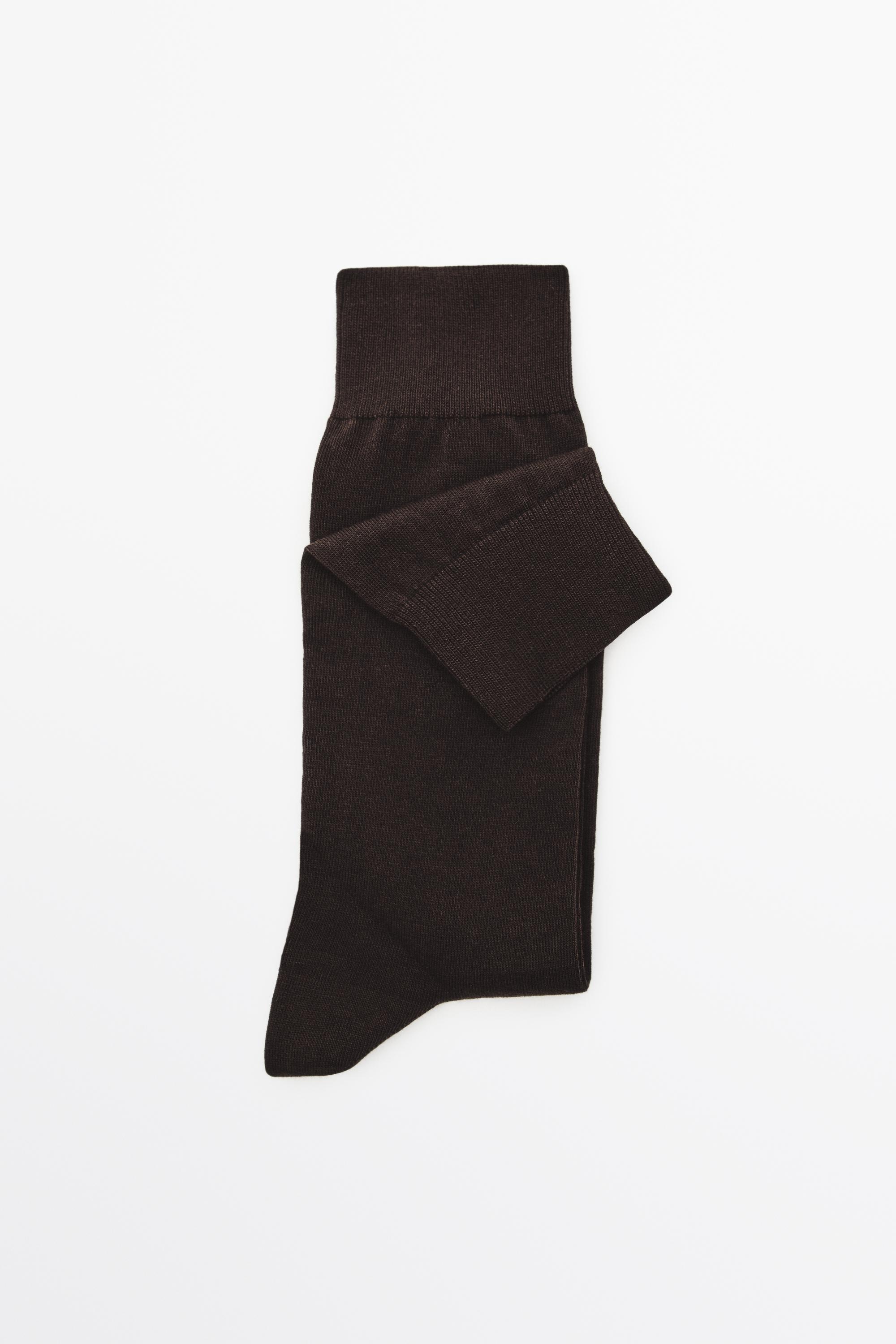 Plain cotton blend knit socks — BROWN