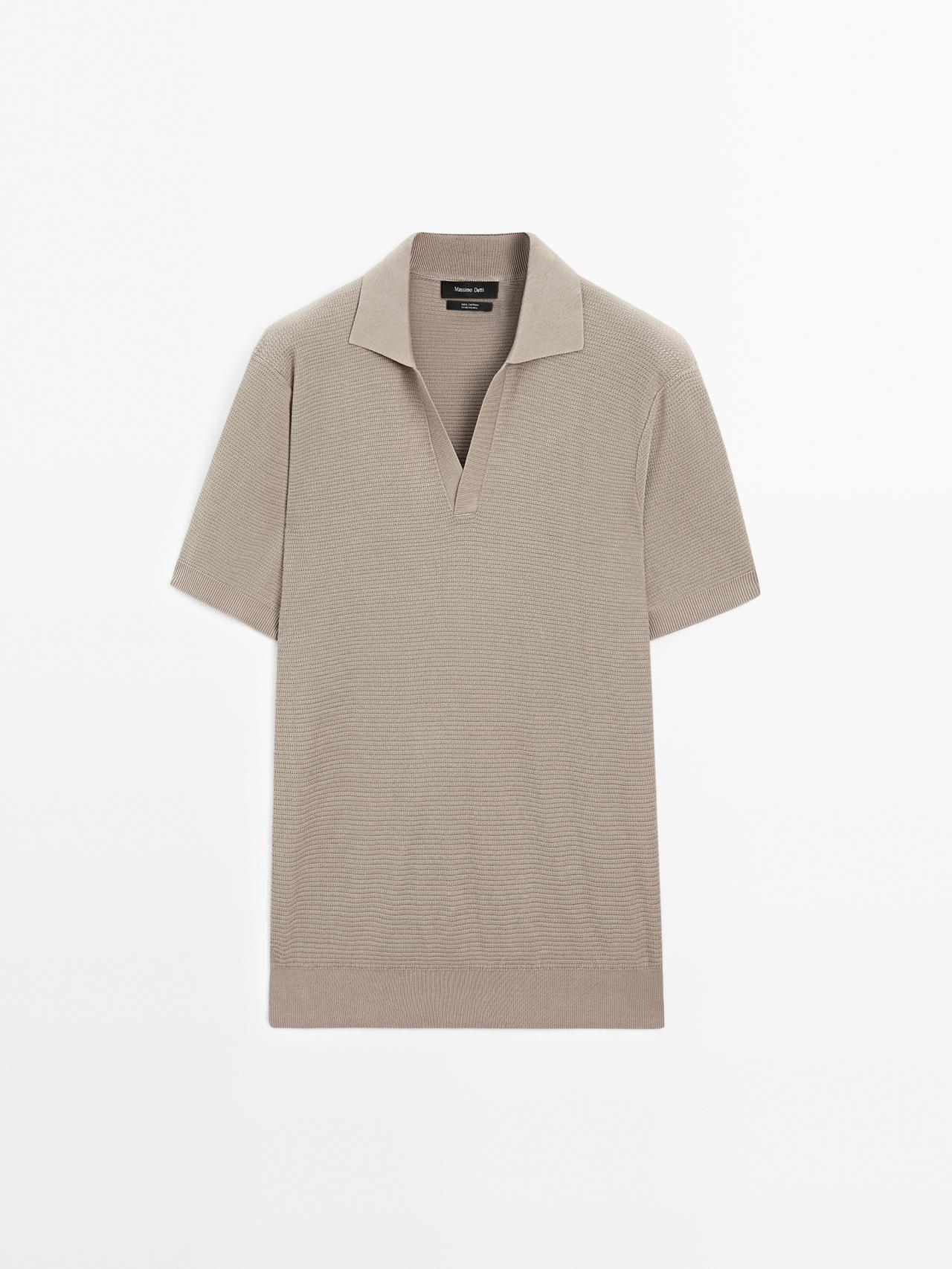 Massimo Dutti - Herre - Poloshirt I Strik Med V-Udskæring - Grøn - S