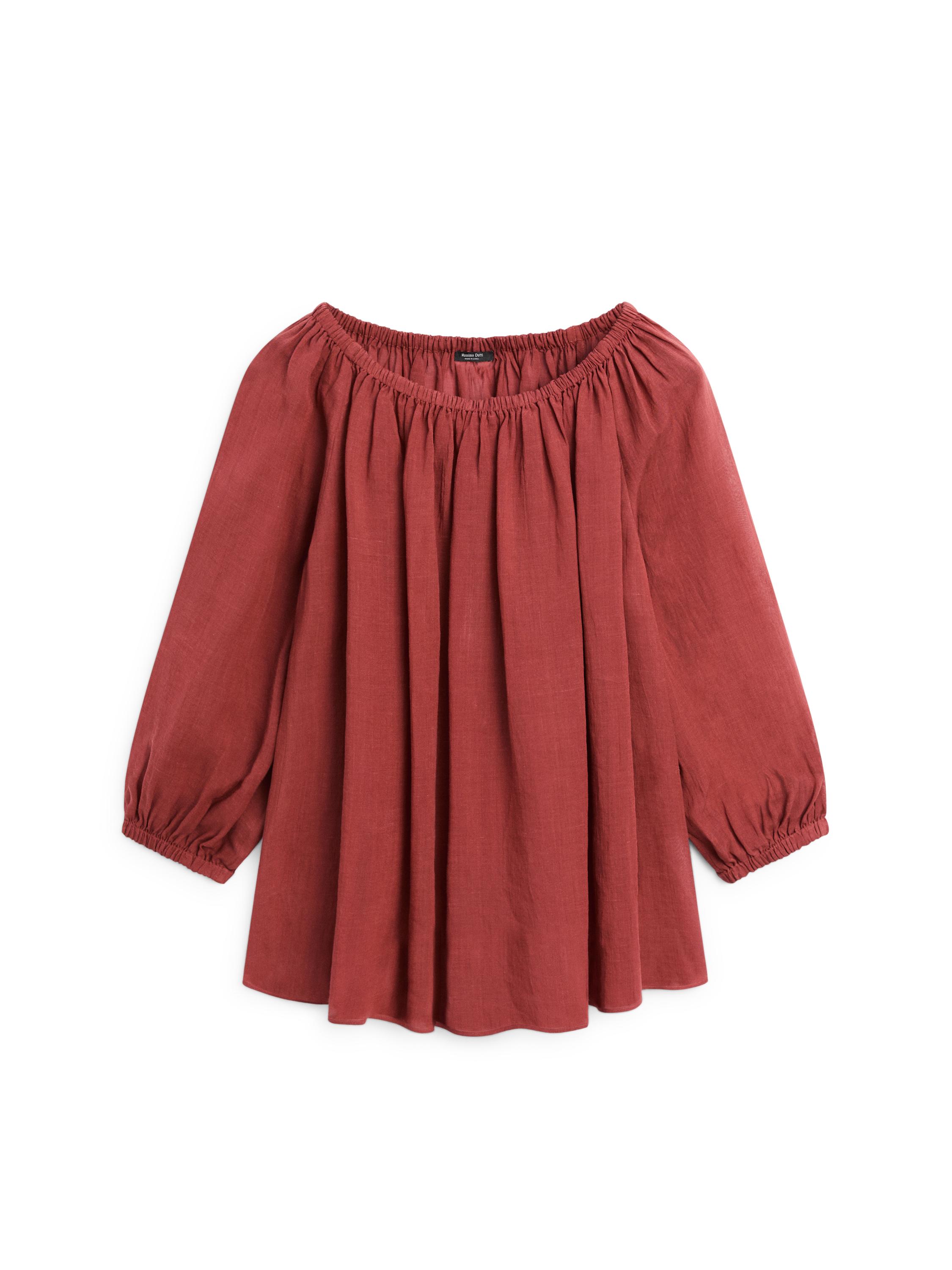 Flowing boat neck shirt — RUSSET