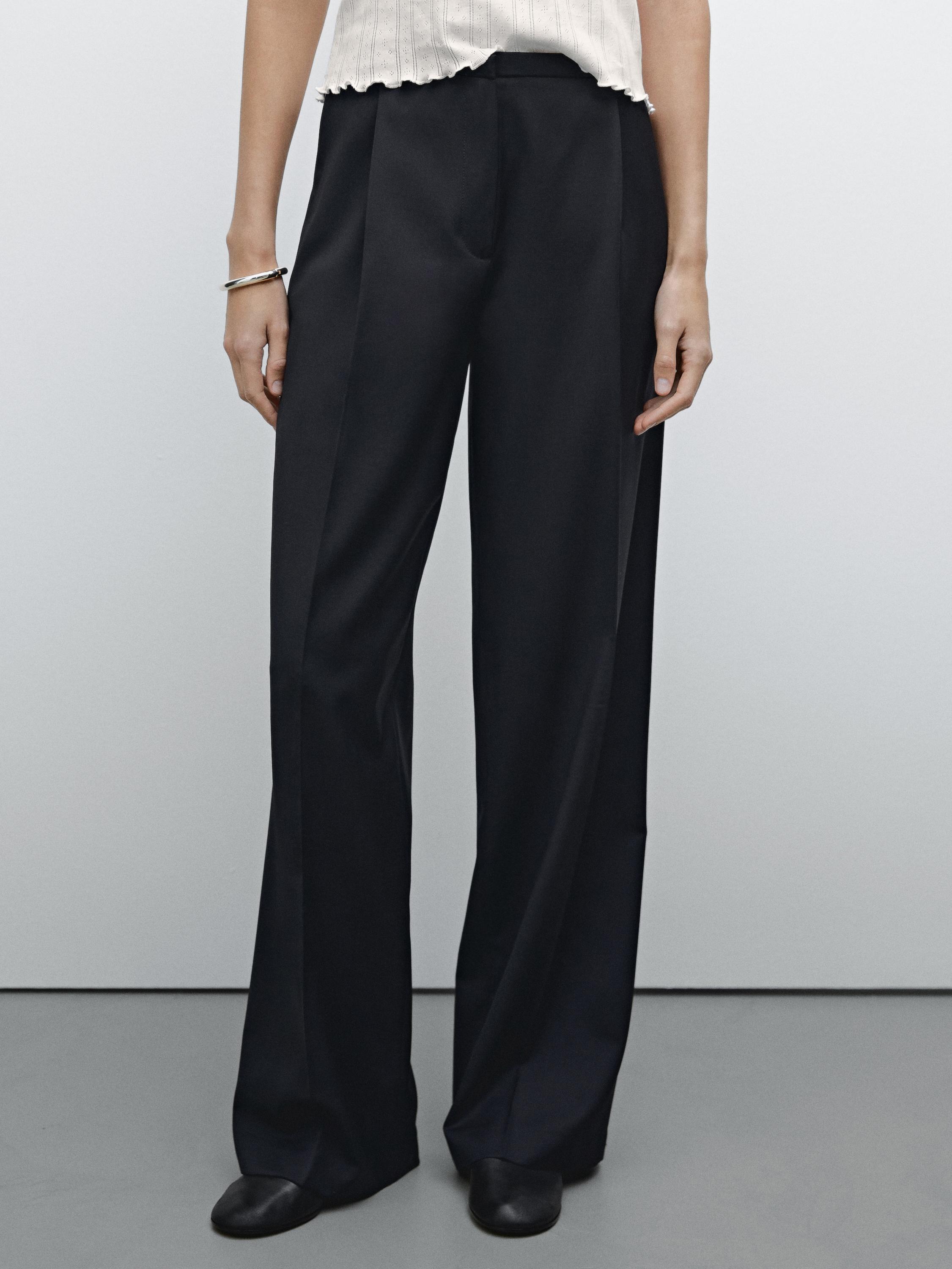 100% wool trousers with thin waistband
