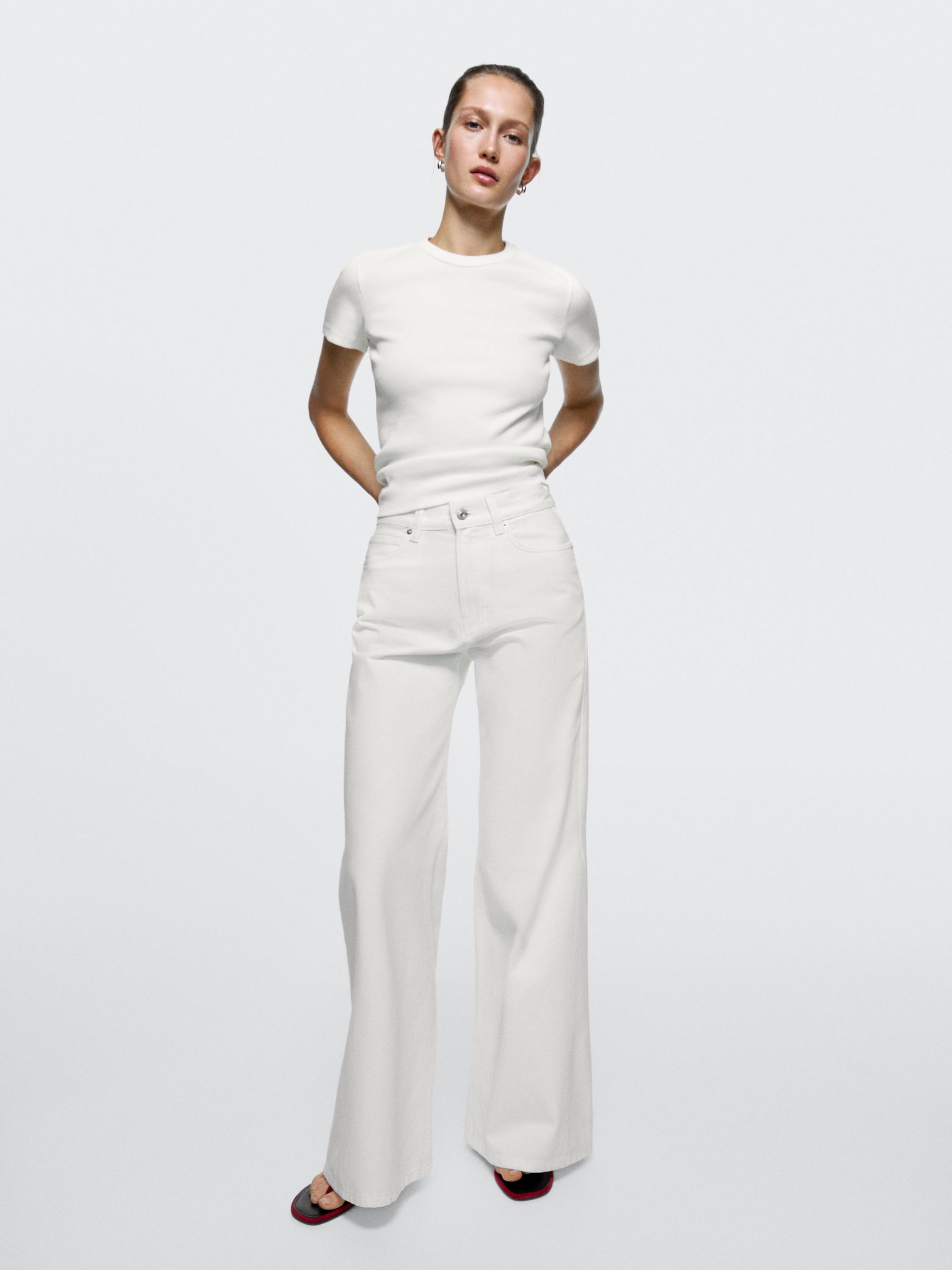 Jeans boca de sino com cintura subida