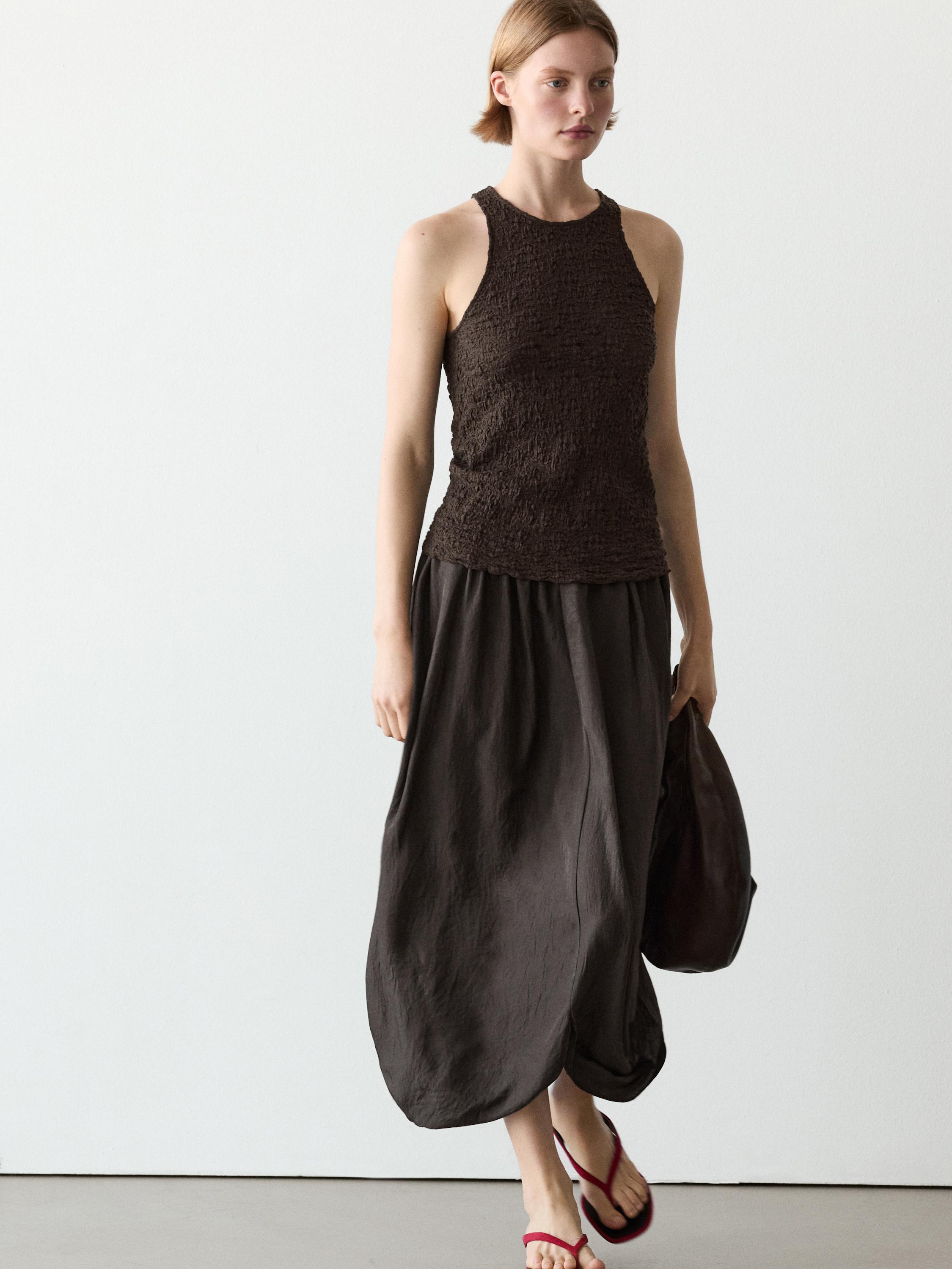 Textured halter top — BROWN