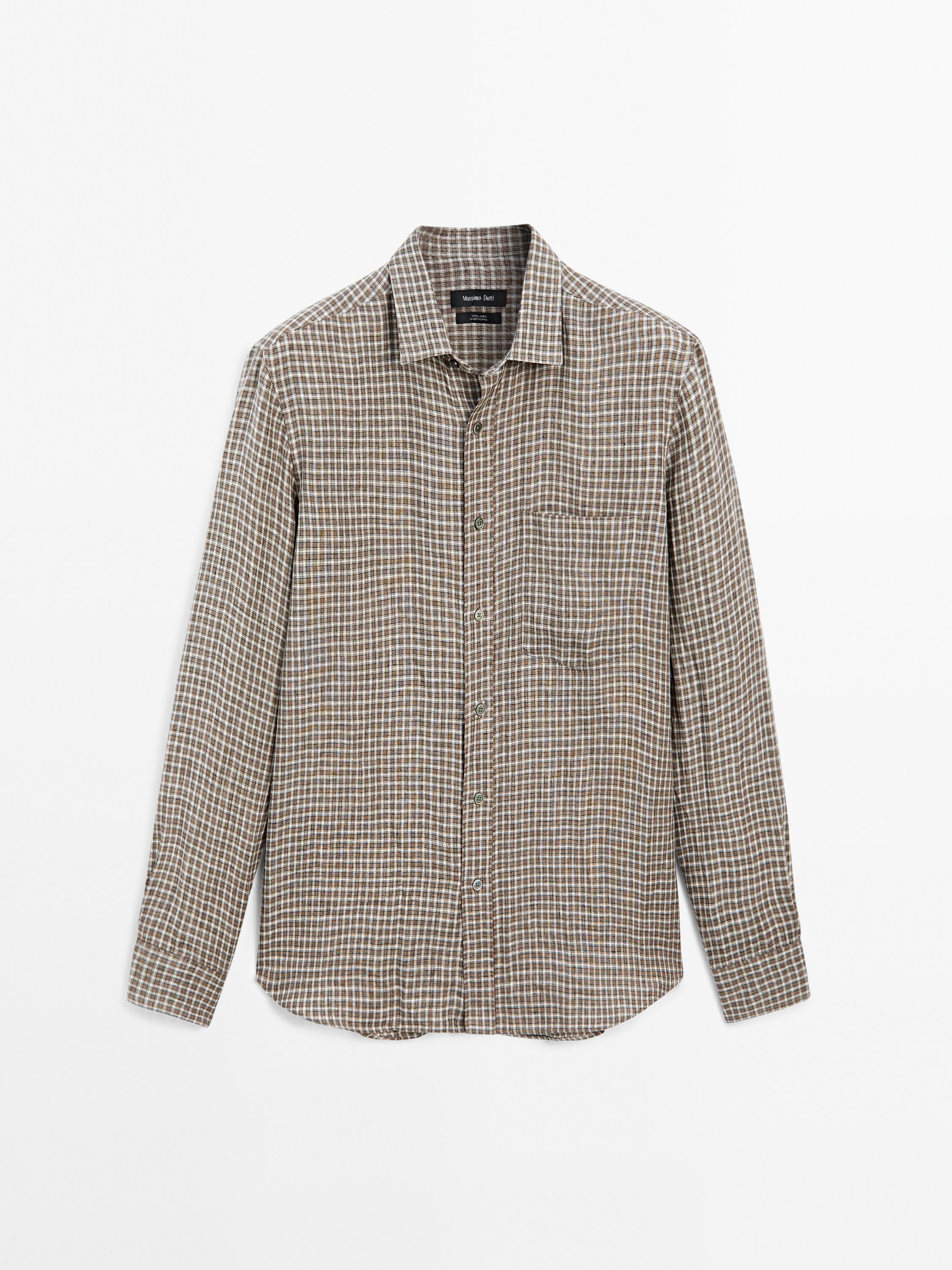 Chemise à carreaux regular fit en lin