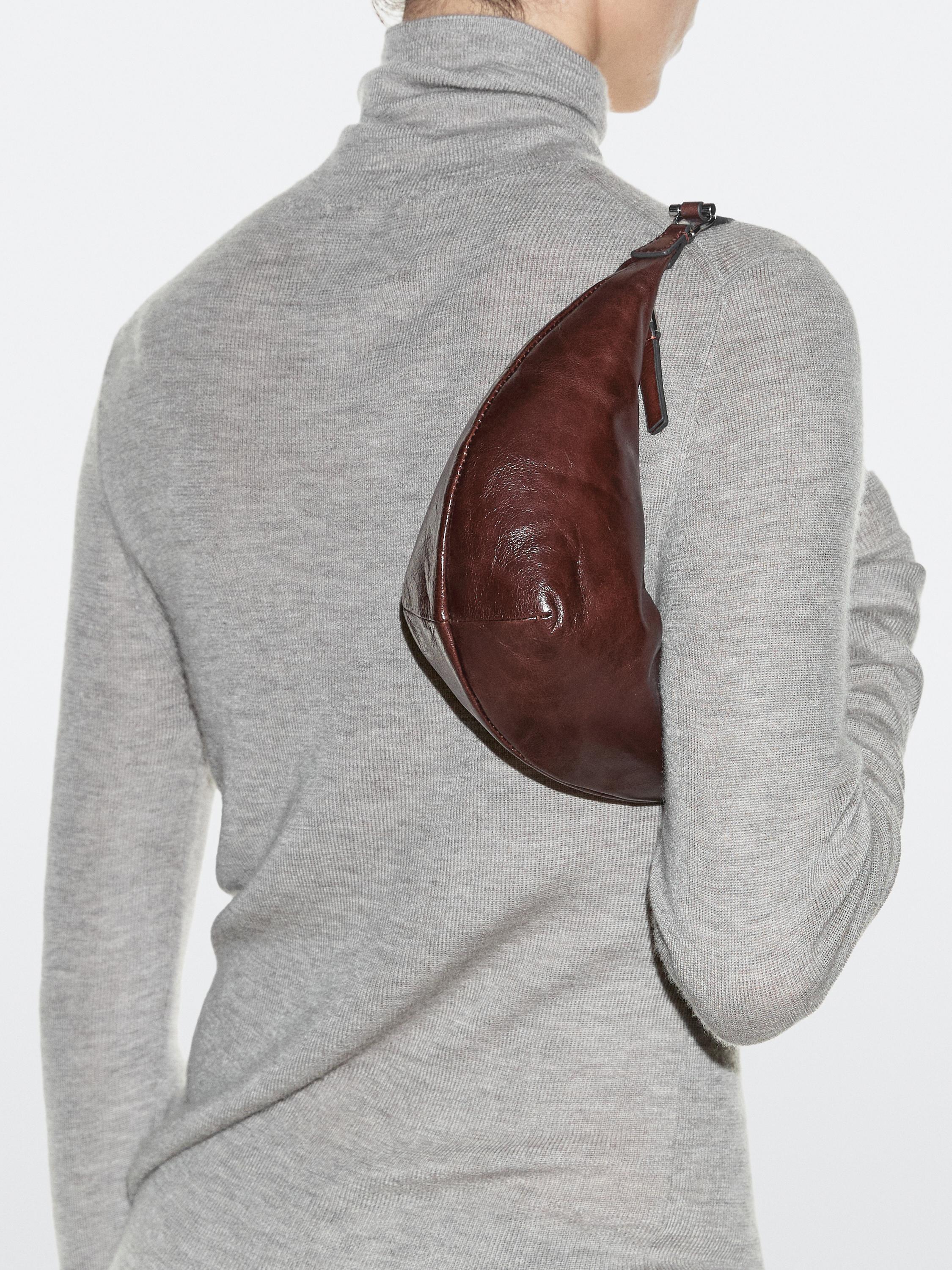 Nappa leather mini bag — BROWN