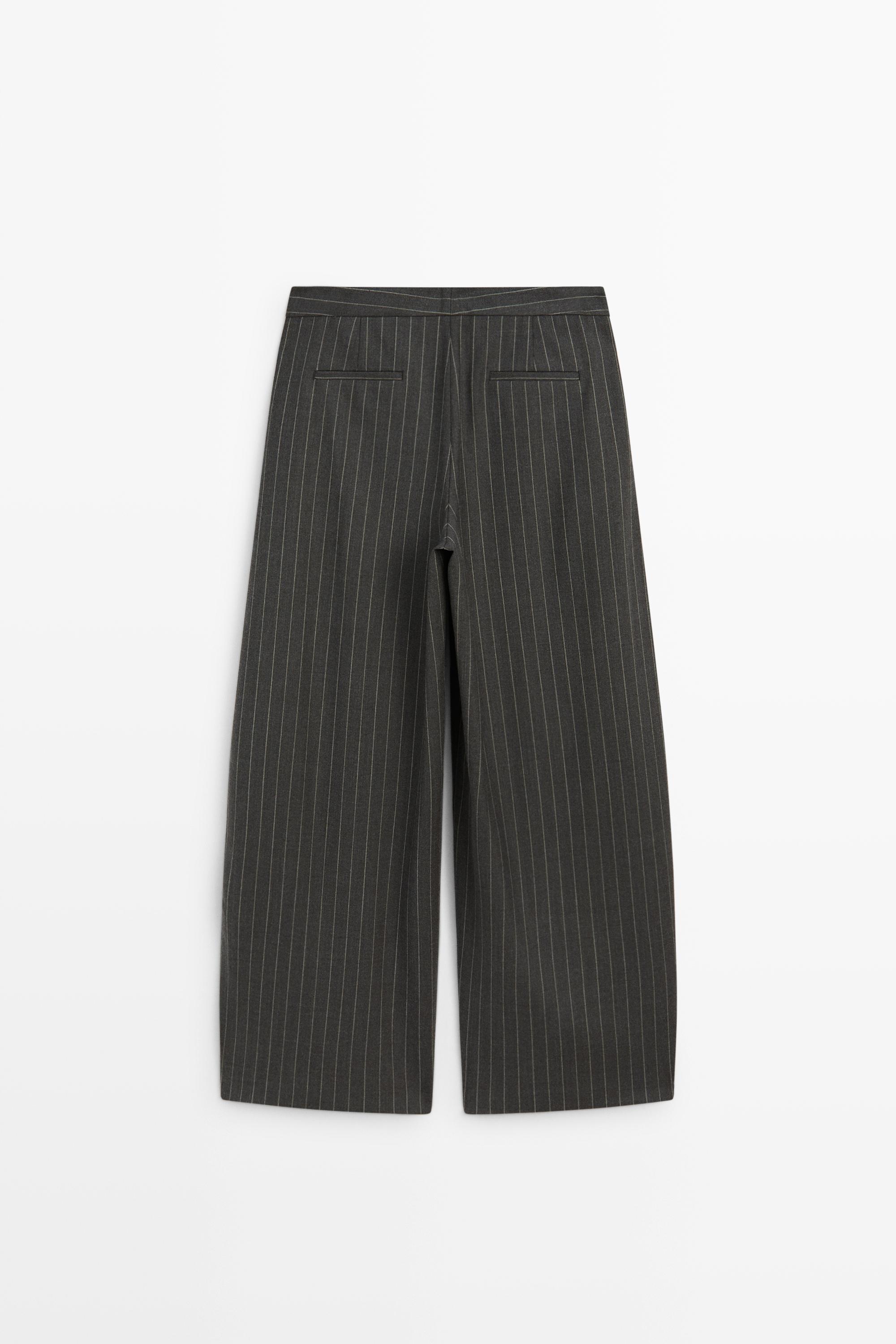 Wool blend striped wide-leg pants - thumbnail 6