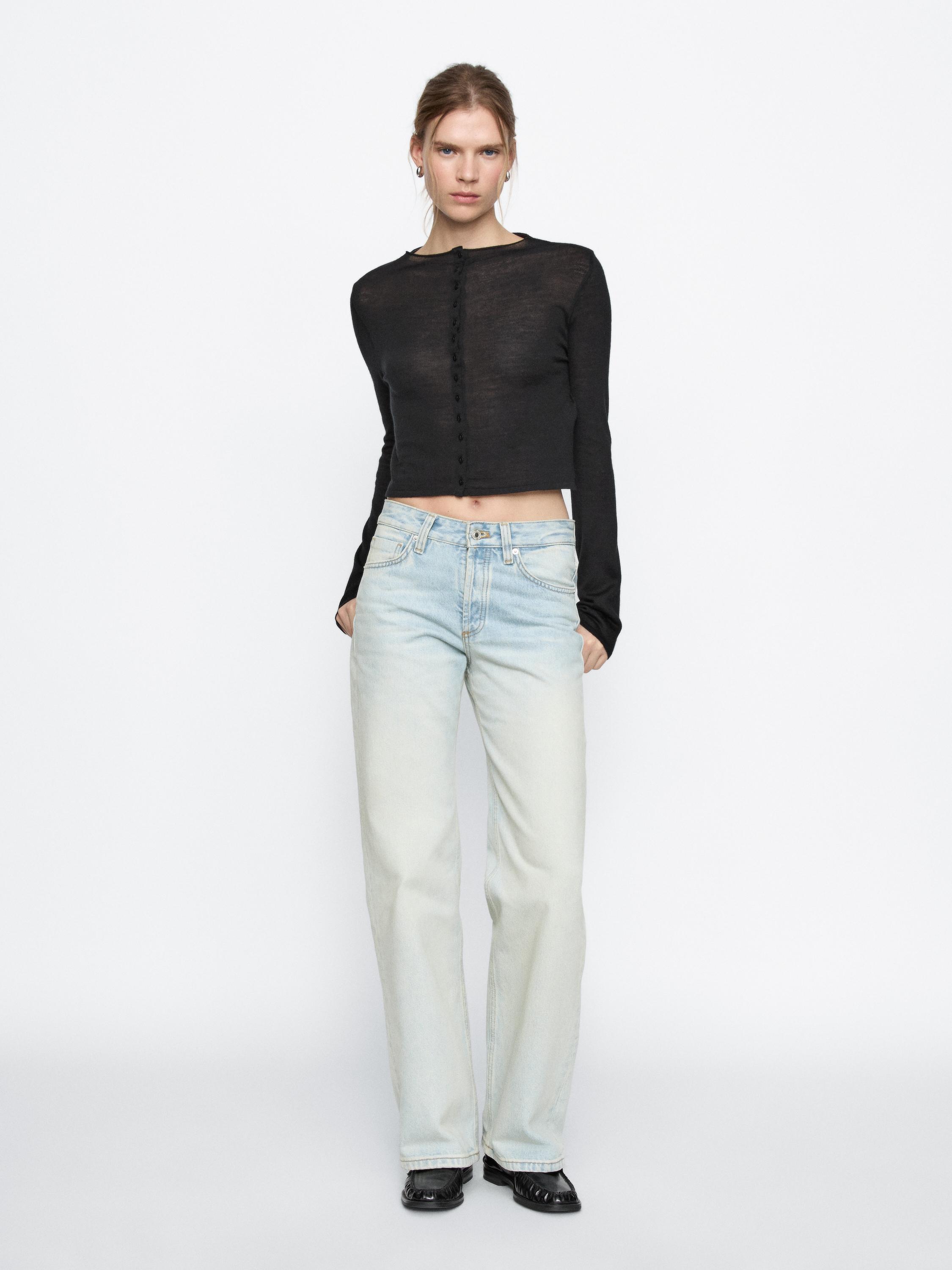 Mid-rise wide-leg cotton jeans