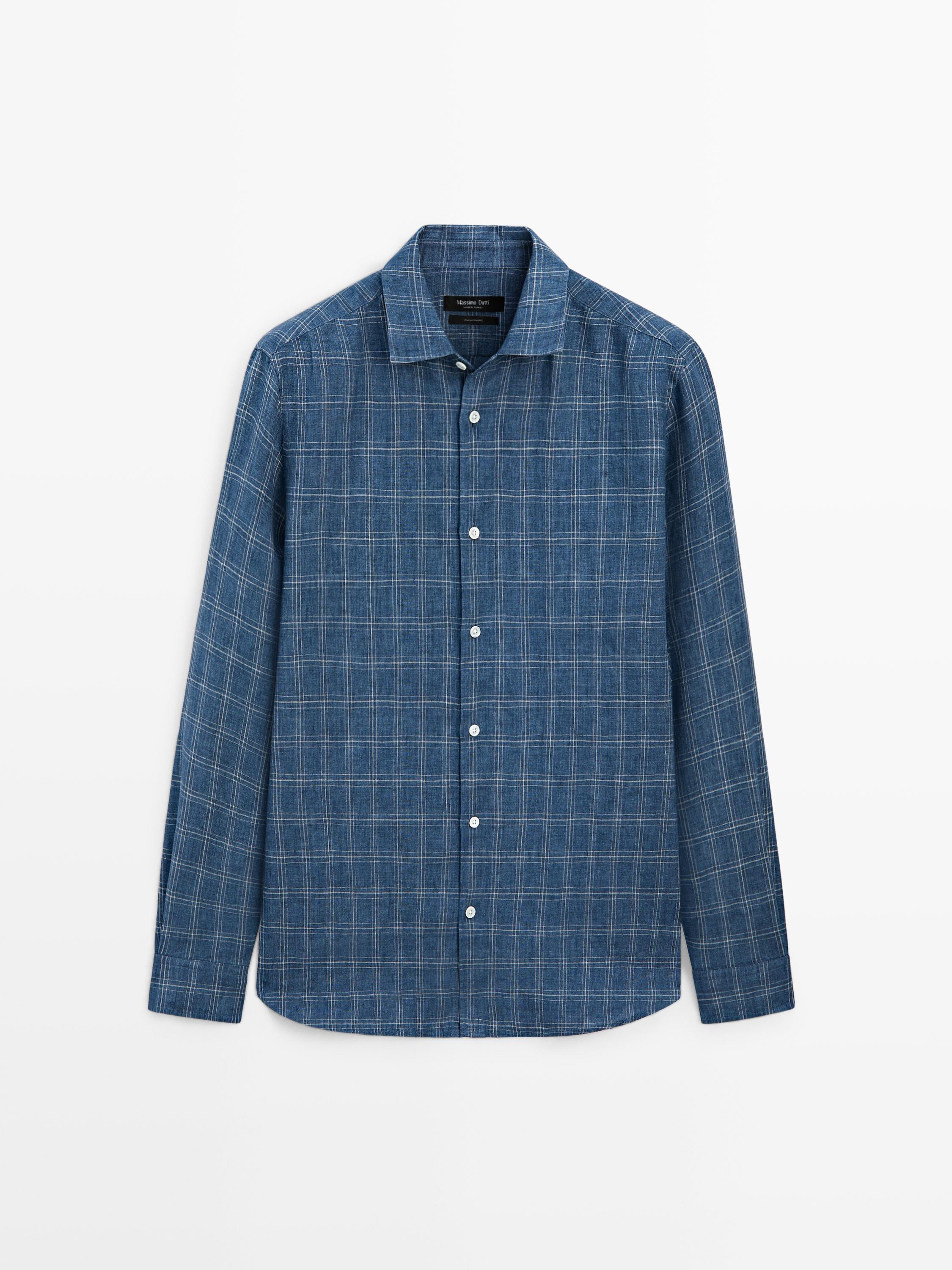 100% linen check shirt