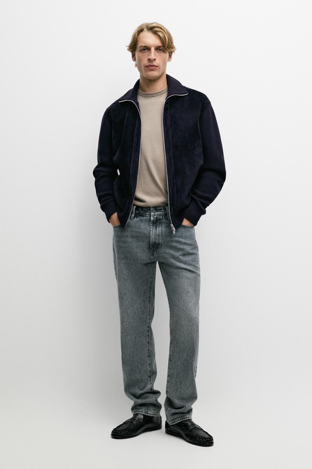Mixed fabric Suede jacket