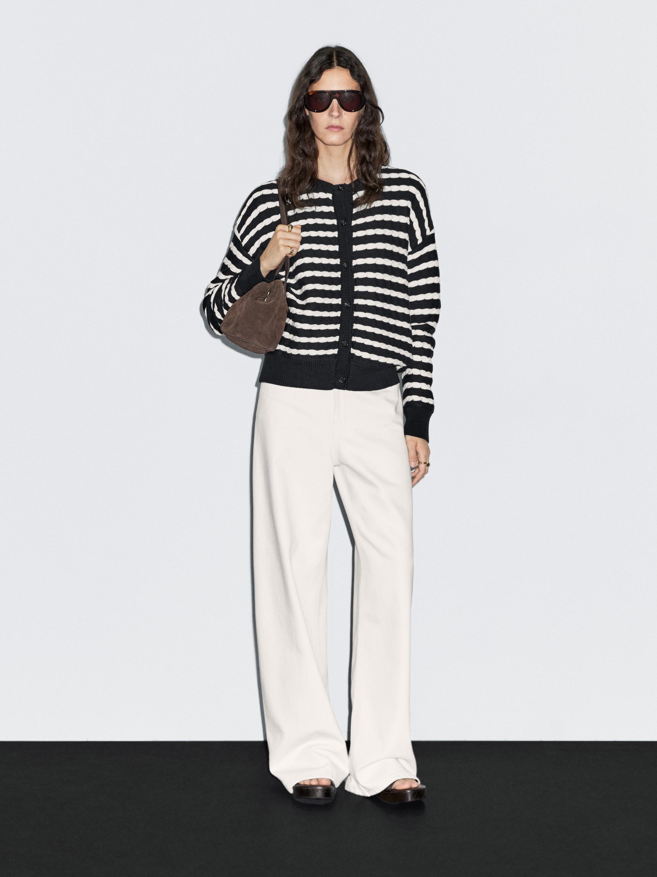 Cardigan marinière 100 % coton