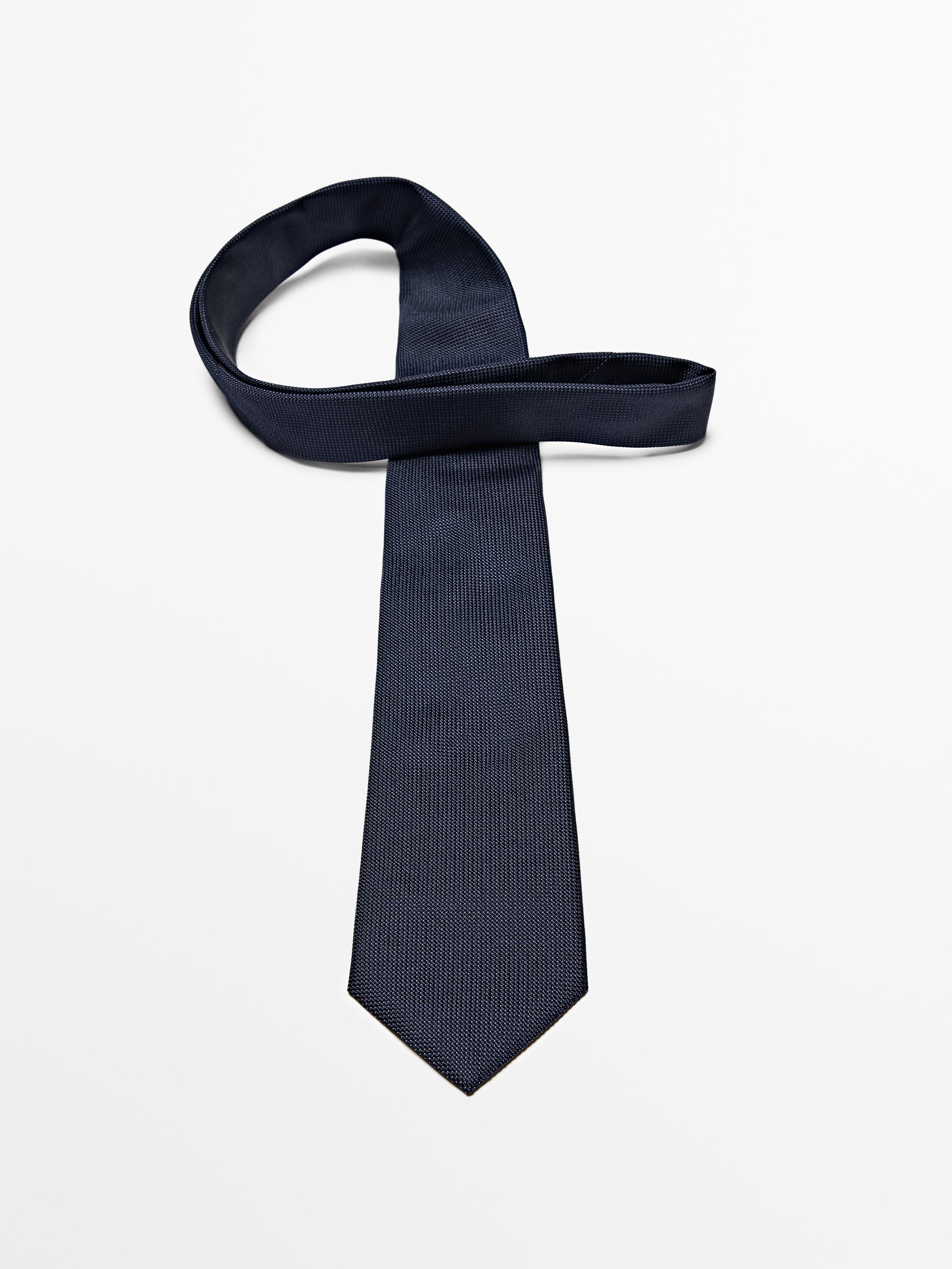 100% mulberry silk polka dot tie — NAVY BLUE