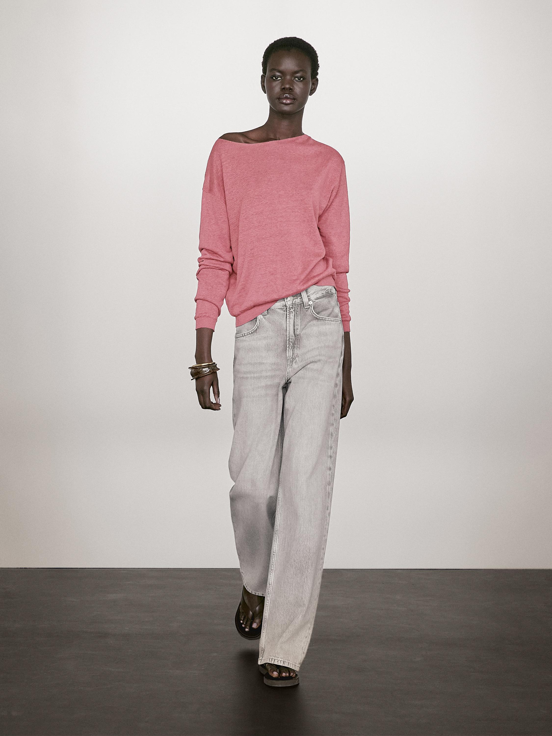 Linen boat neck sweater