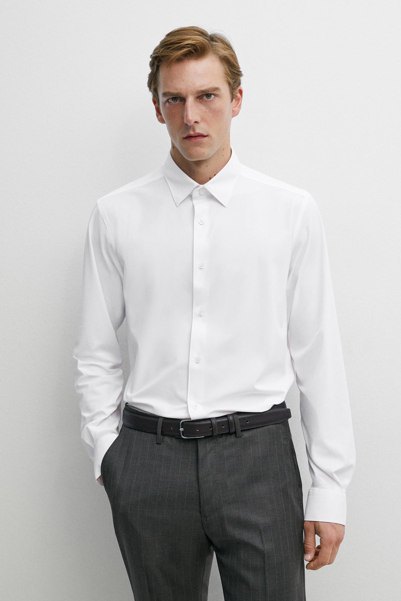 Slim fit stretch shirt — WHITE