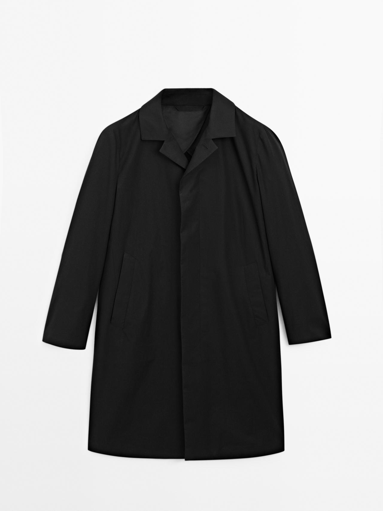 Massimo Dutti - Herre - Trenchcoat I 100 % Bomuld – Limited Edition - Sort - L-Xl
