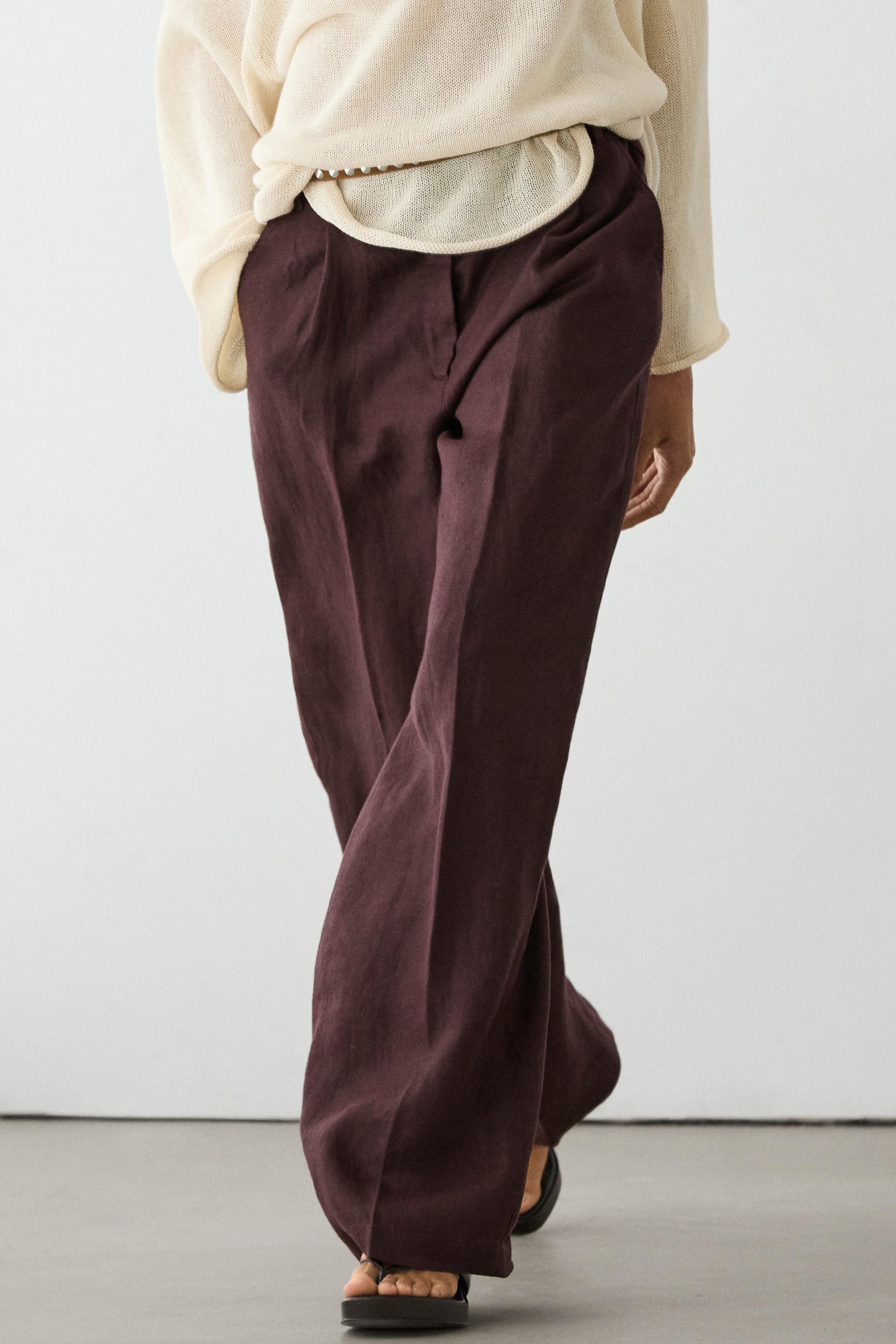 100% linen wide-leg elasticated trousers — GRANADA