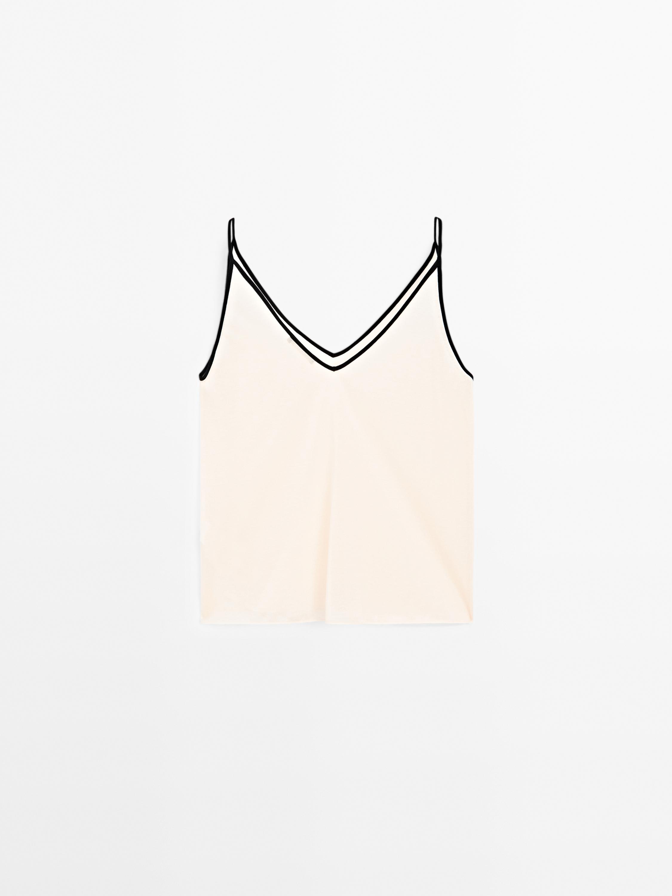 Cotton blend strappy camisole top