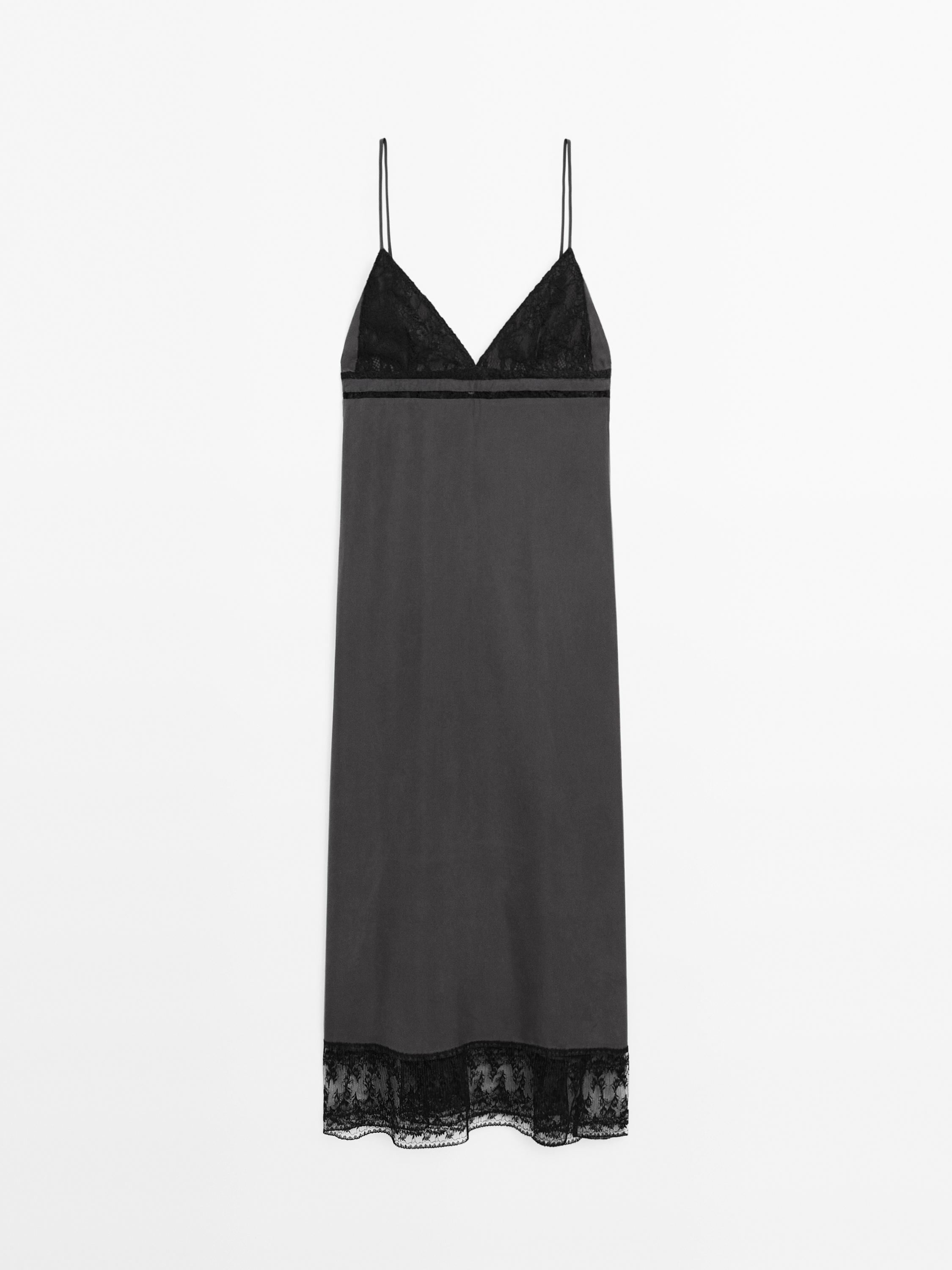 Midi šaty zo 100 % hodvábu s čipkou