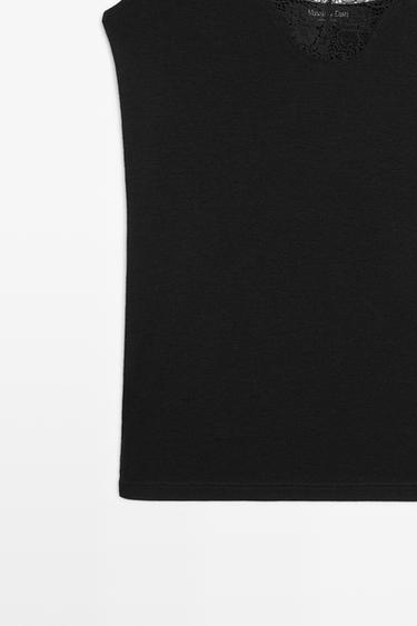 Strappy lace-trimmed camisole top — BLACK 7