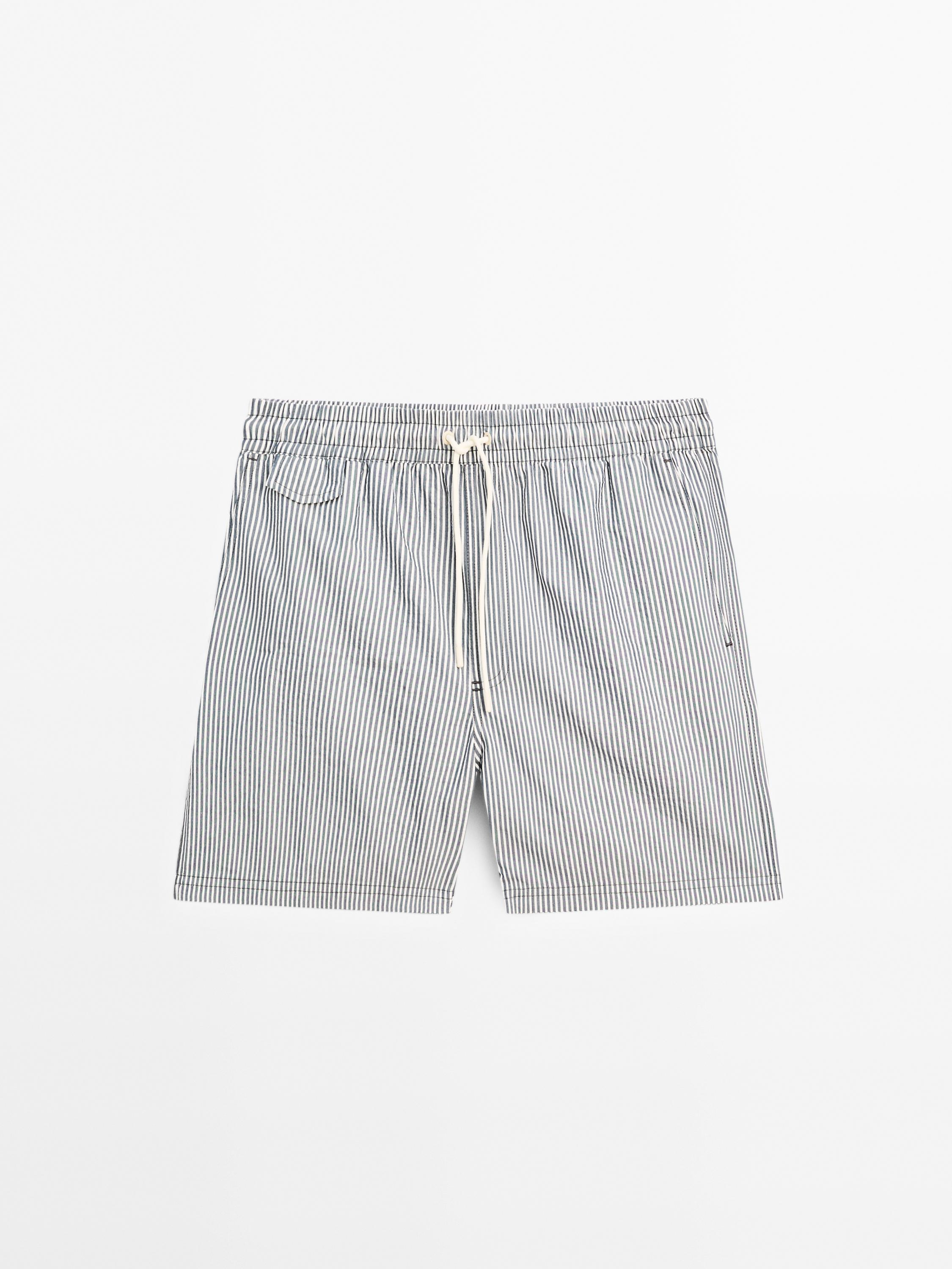 Striped seersucker swimming trunks