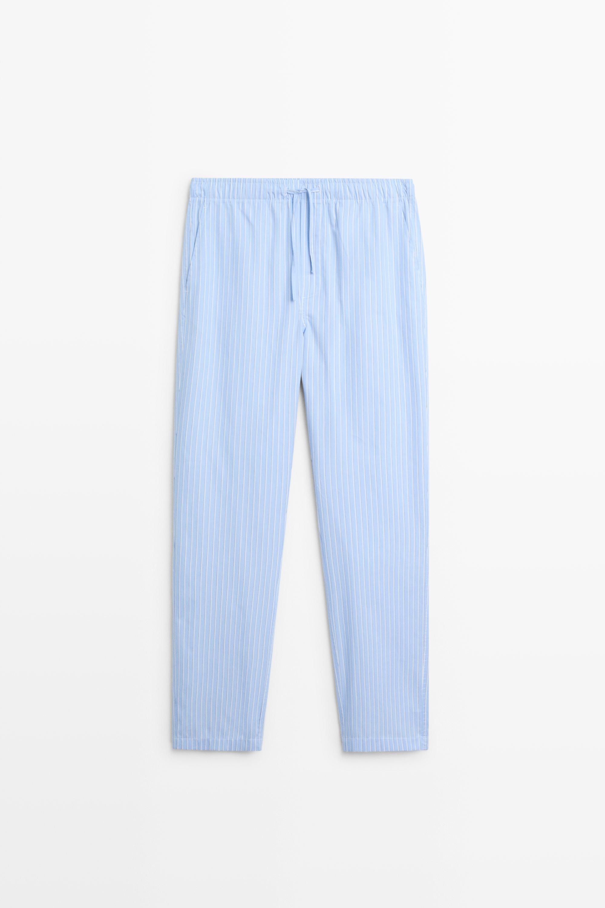 Short sleeve pyjama top and striped trousers — SKY BLUE