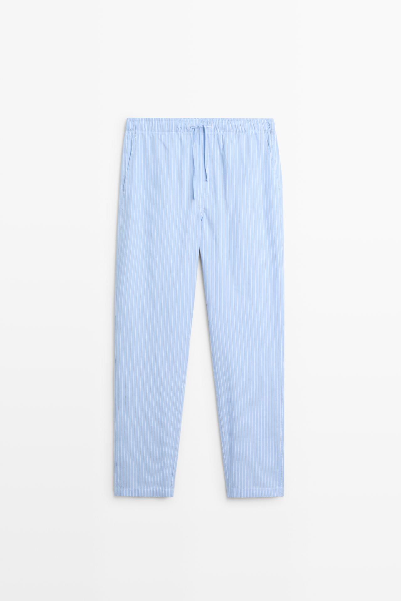 Short sleeve pyjama top and striped trousers — SKY BLUE