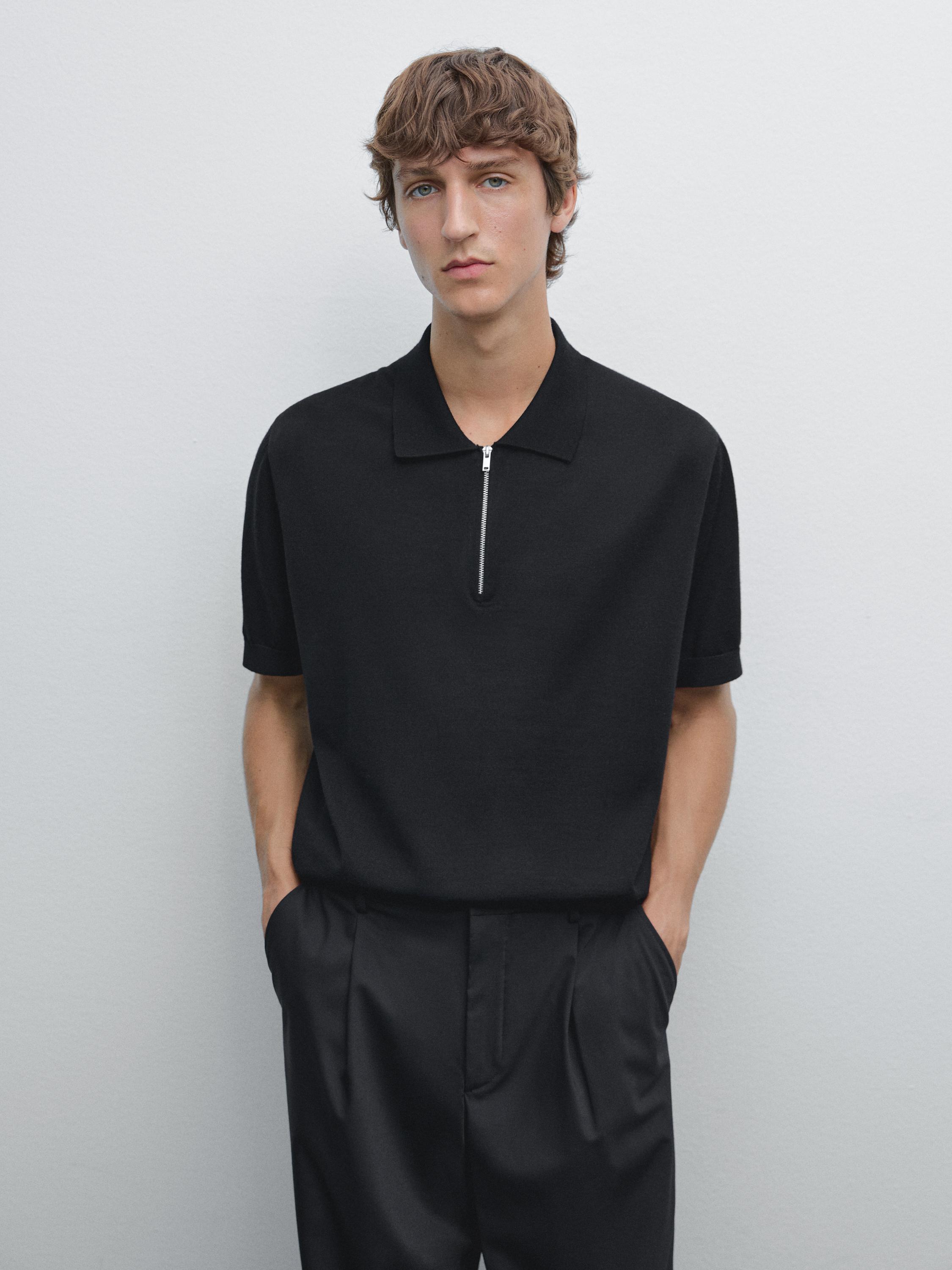 Polo in maglia con collo con cerniera