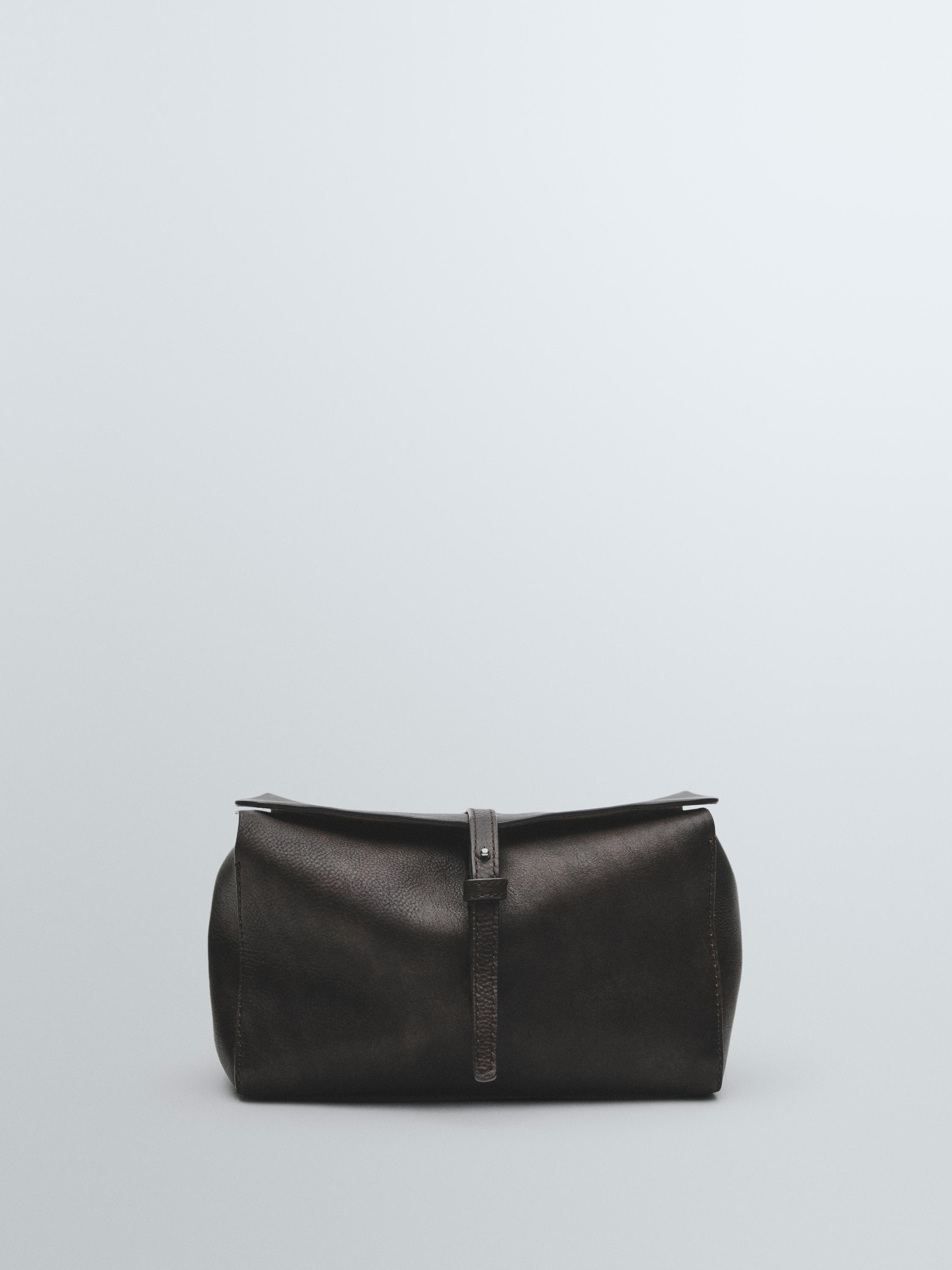 Nappa leather toiletry bag — BROWN