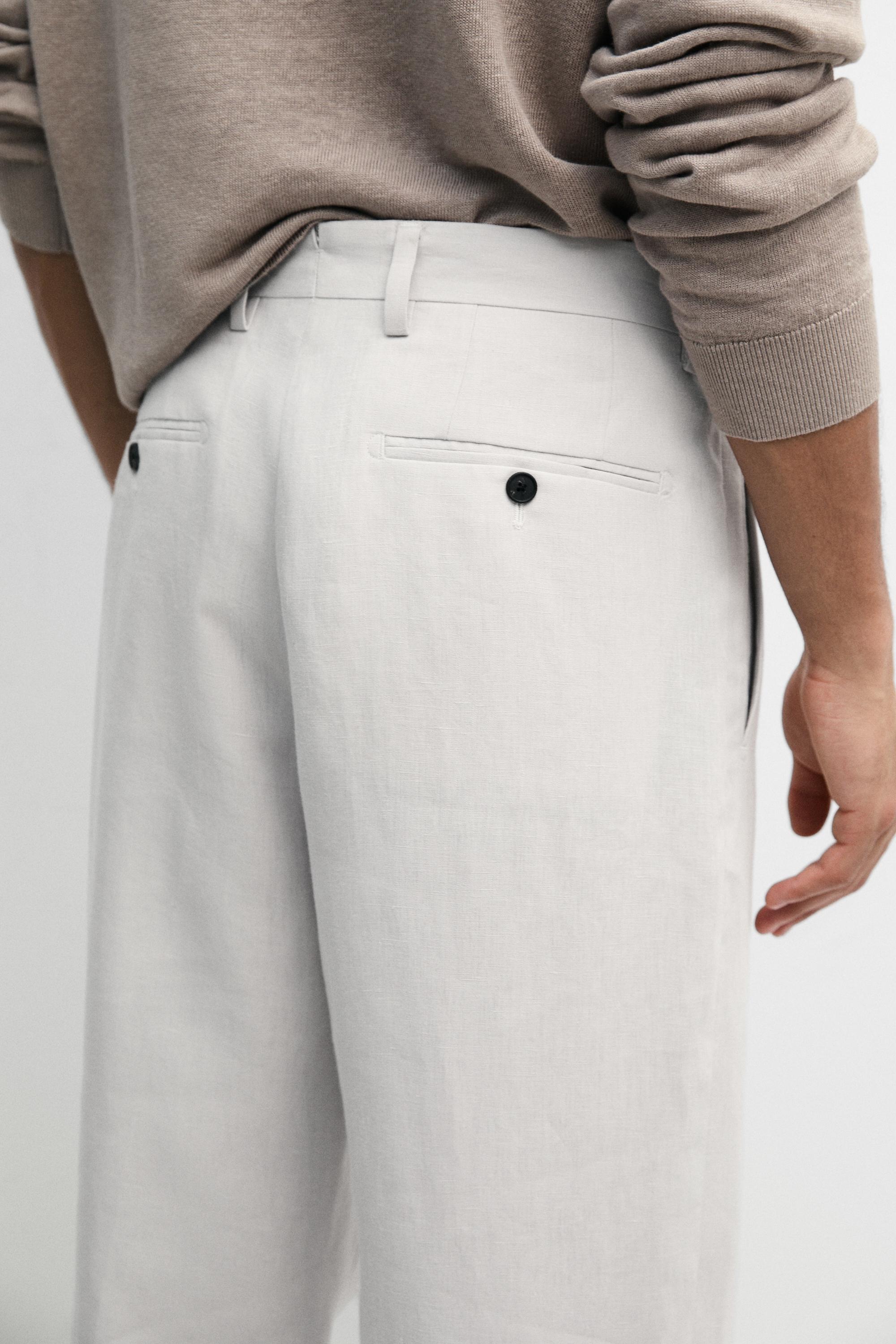 Linen tailored fit barrel trousers — ICE
