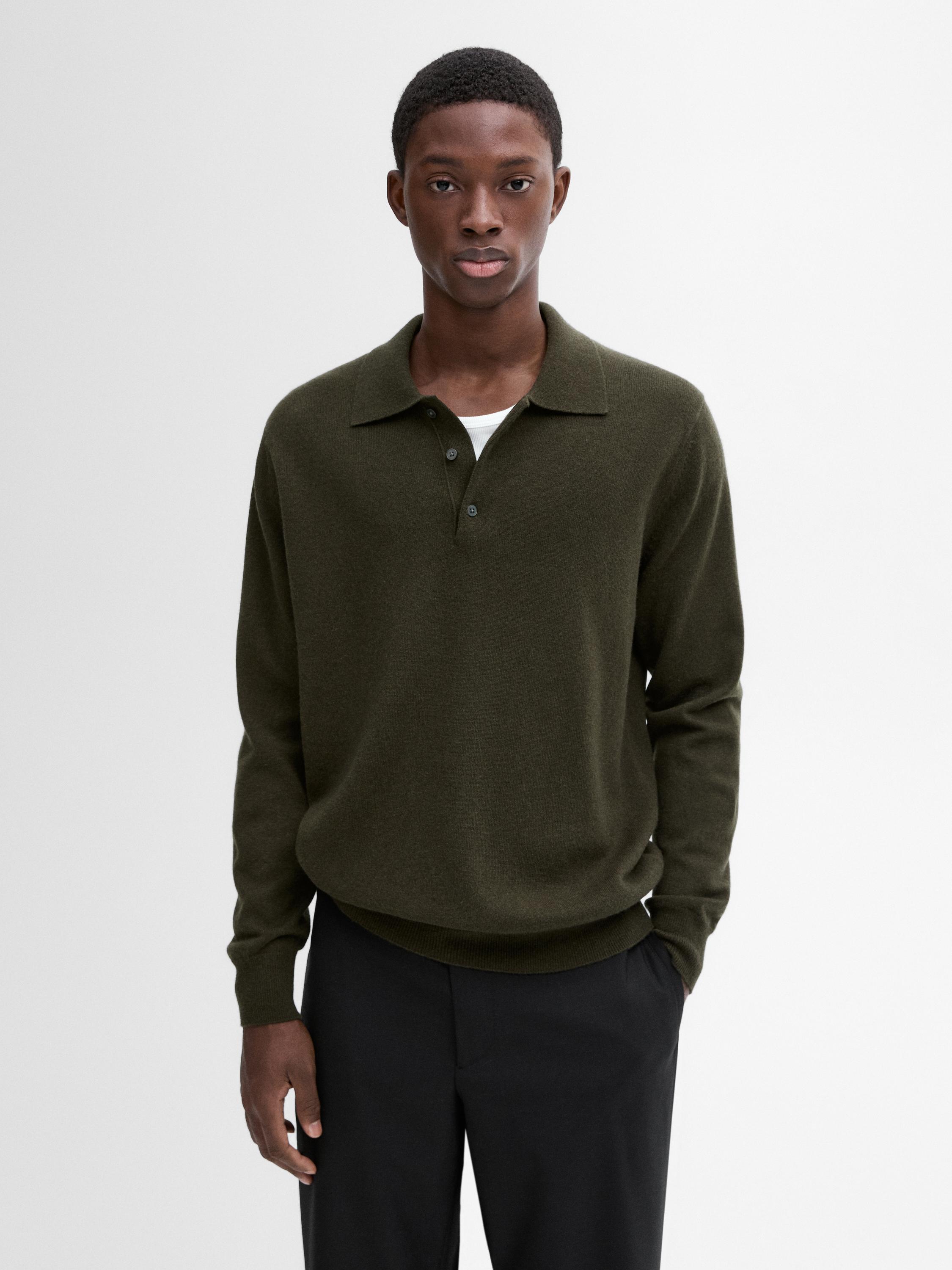 Wool blend polo collar sweater