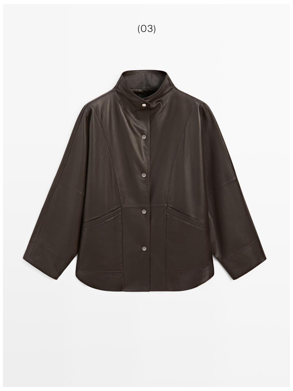 Nappa leather cape jacket — BROWN