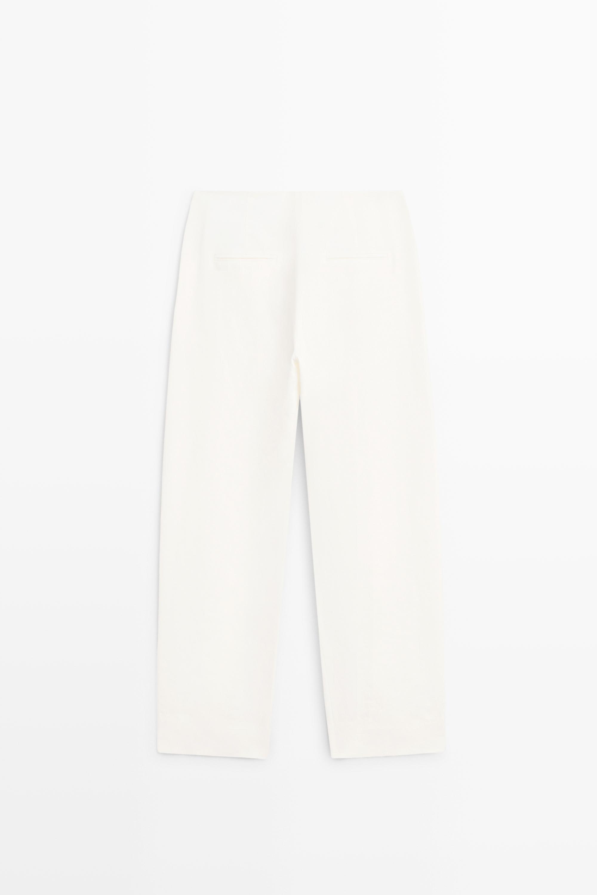 Linen trousers with darts — Off white