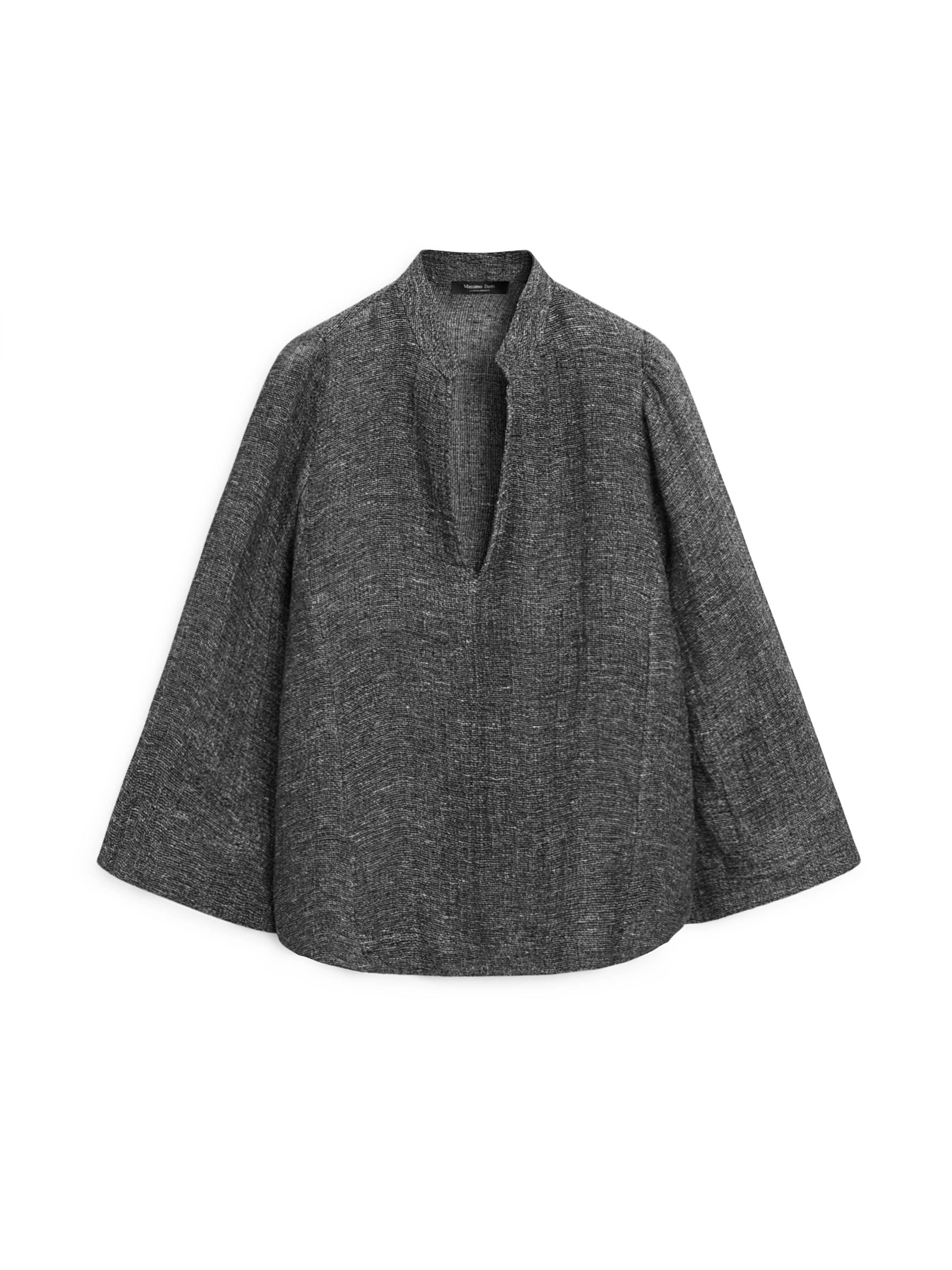 Melange linen blouse — GREY