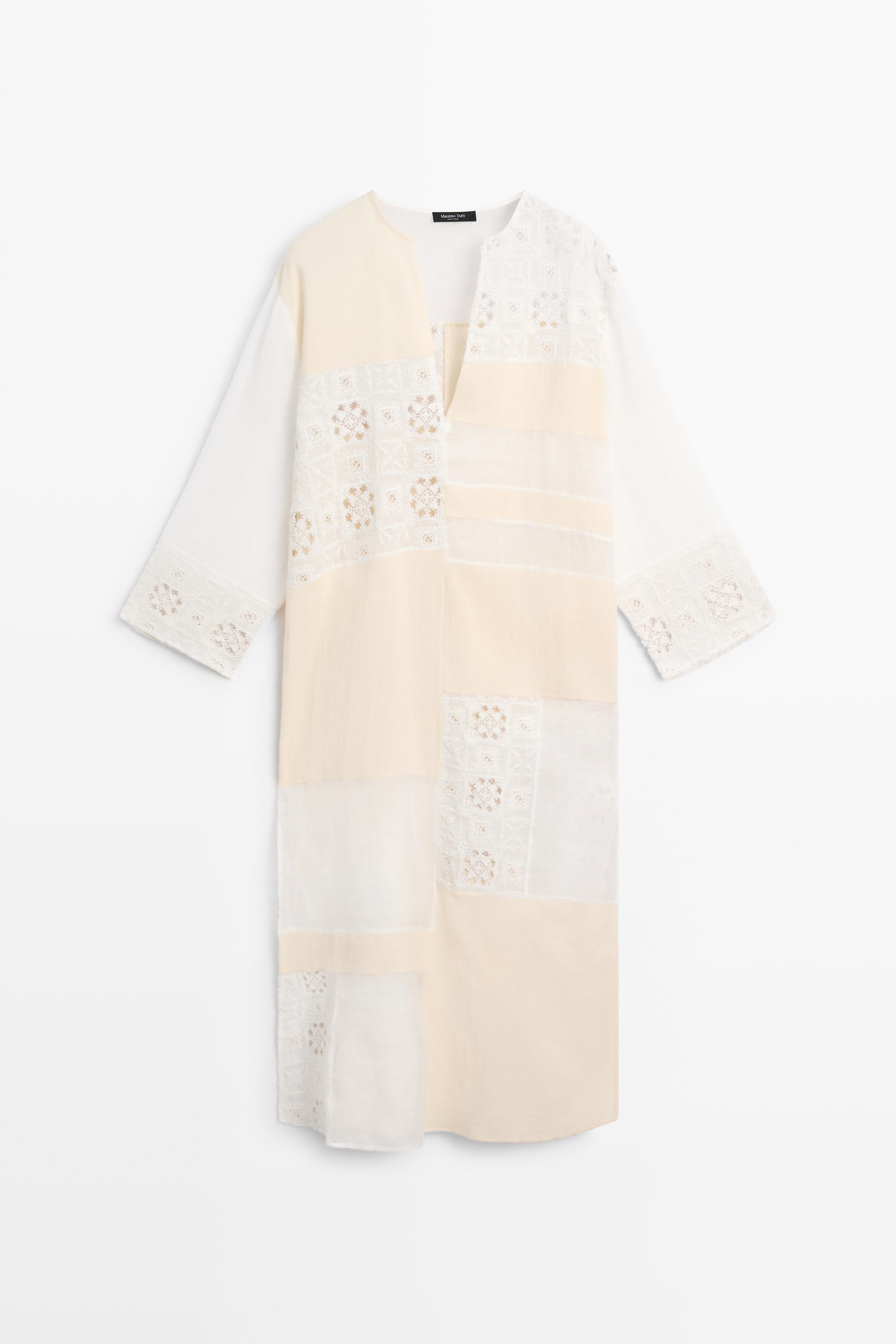 Flowing embroidered kaftan dress