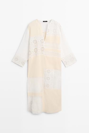 Flowing embroidered kaftan dress — WHITE 2