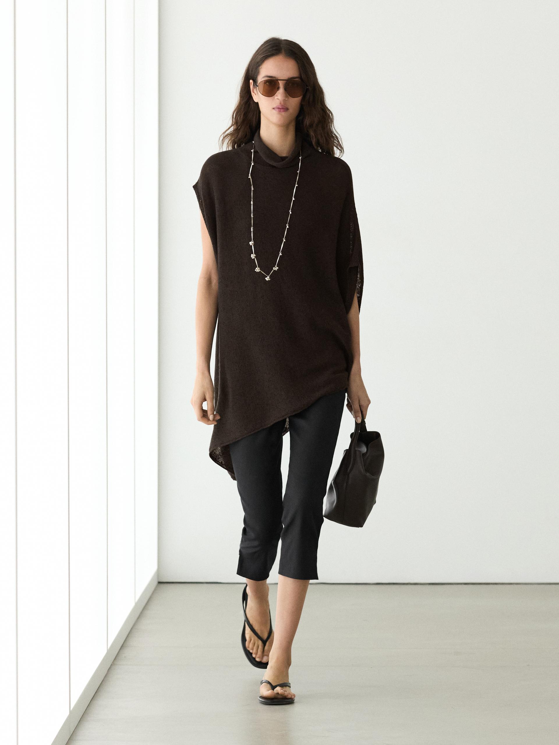 Mantella In Maglia Misto Cotone - Marrone - M - Massimo Dutti - Femminile