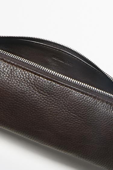 Nappa leather zip pouch — BROWN 5