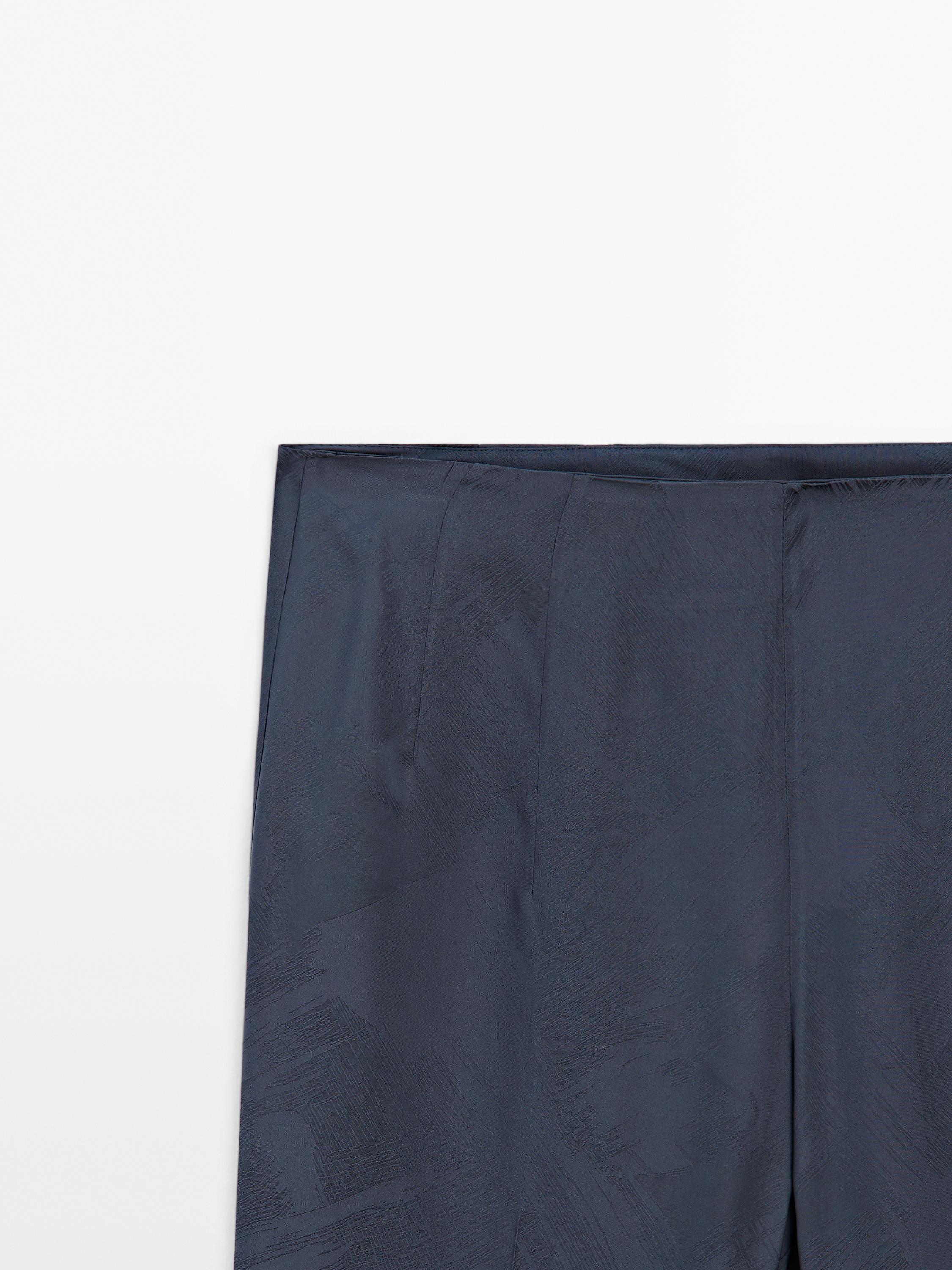 Flowing satin jacquard trousers