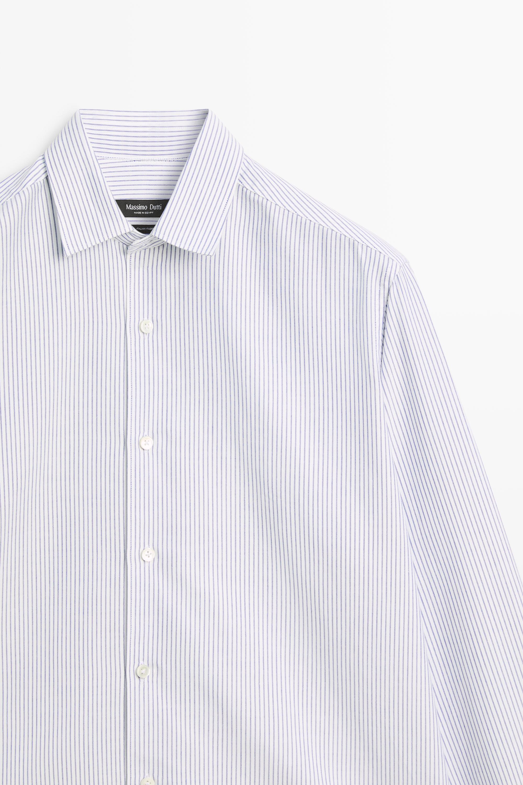 Regular fit striped cotton Oxford shirt — BLUE