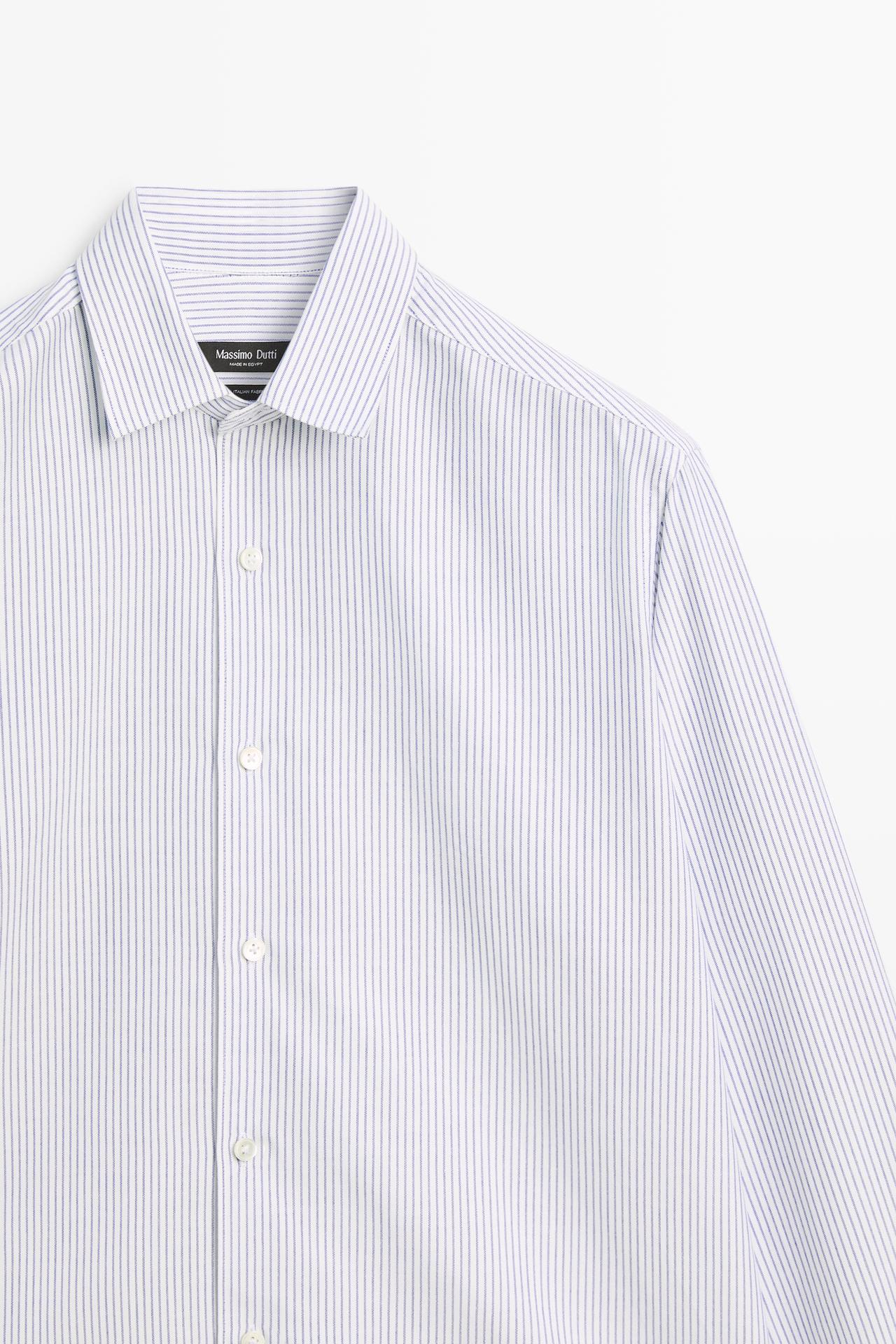 Regular fit striped cotton Oxford shirt — BLUE