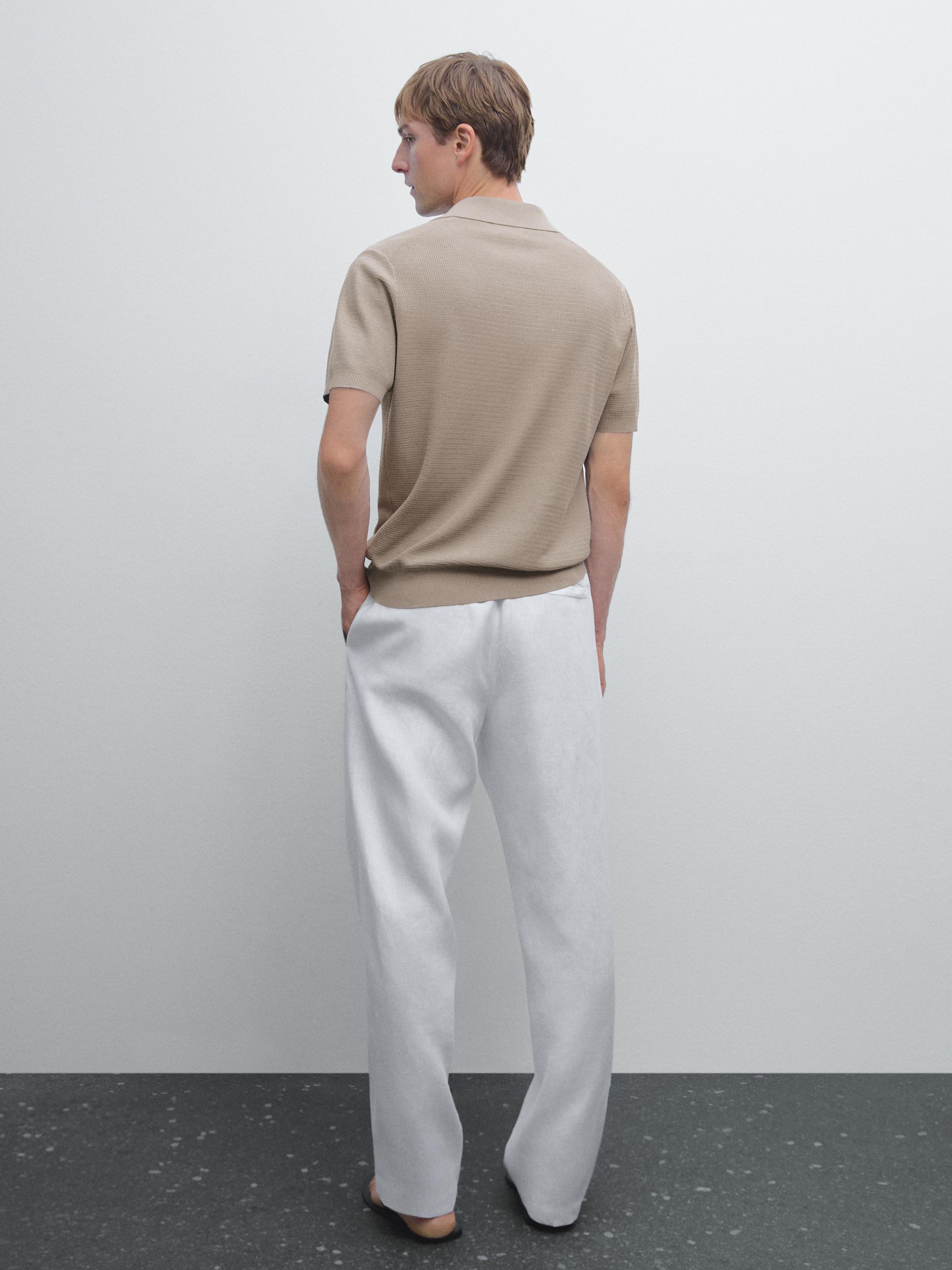 Knit V-neck polo shirt