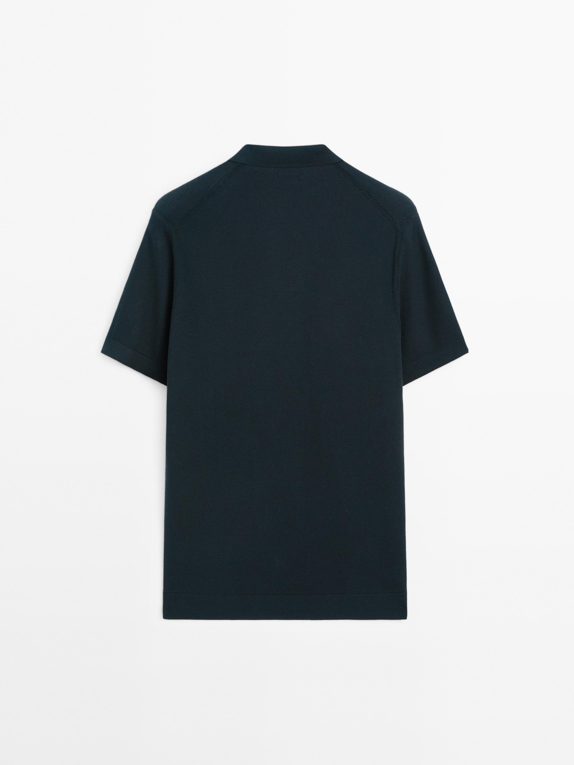 100% cotton knit polo collar sweater