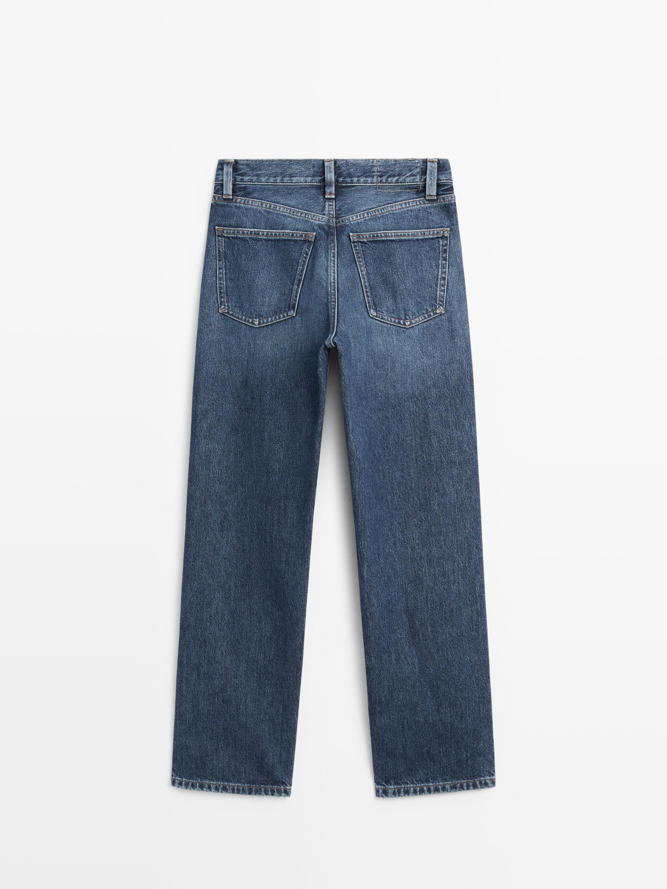Straight-leg high-waist jeans