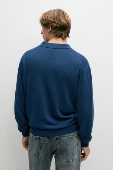 Wool-blend knit polo sweater — ELECTRIC BLUE 5