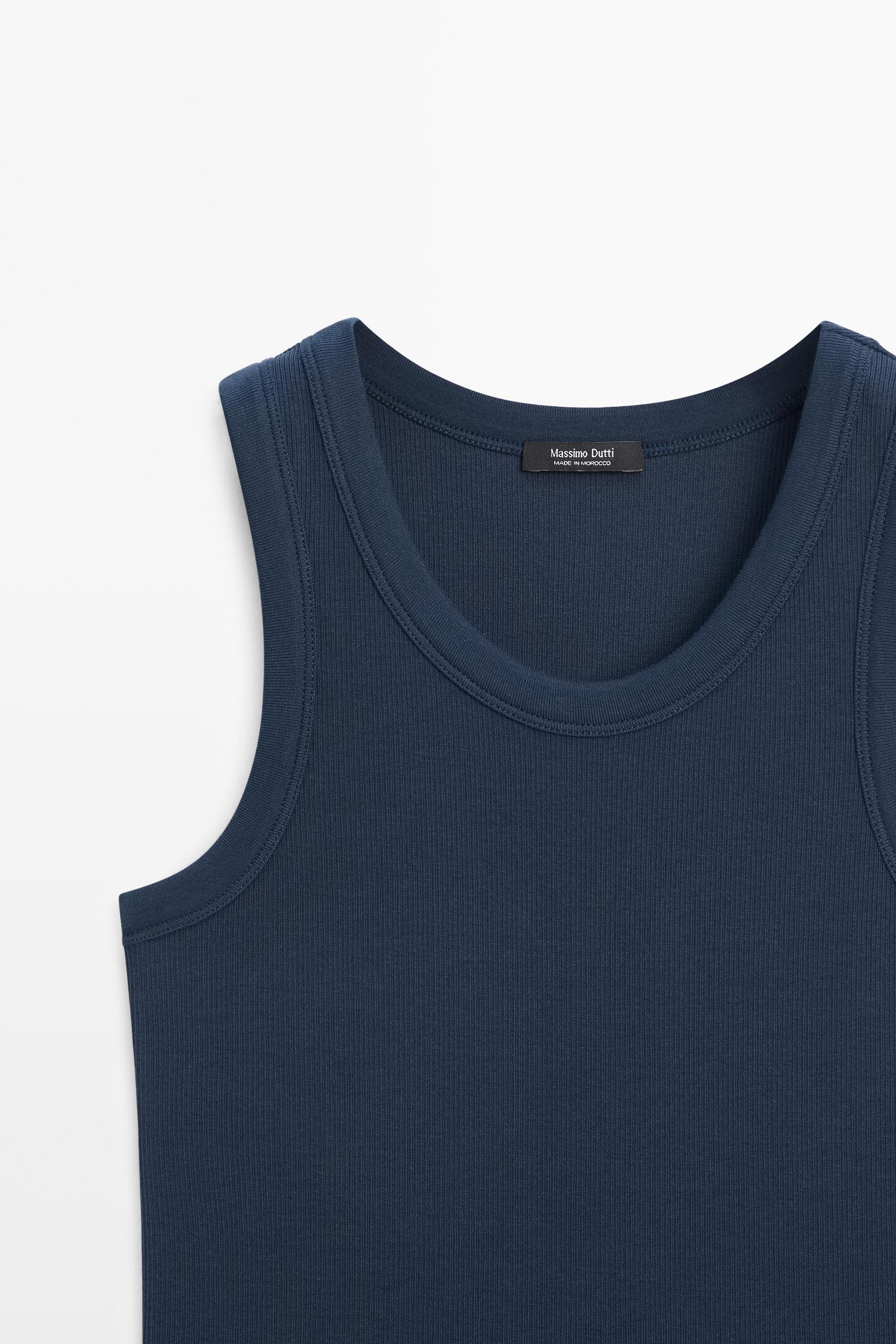 Cotton blend halter top — NAVY BLUE