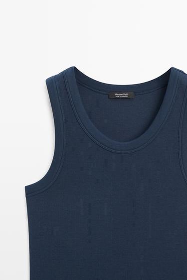 Cotton blend halter top — NAVY BLUE 9
